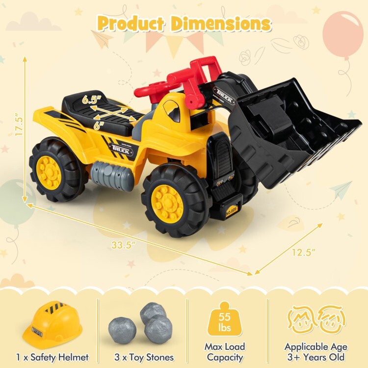 6V Battery Electric Kids Ride-on Bulldozer Toy Gift Kids With Adjustable Bucket