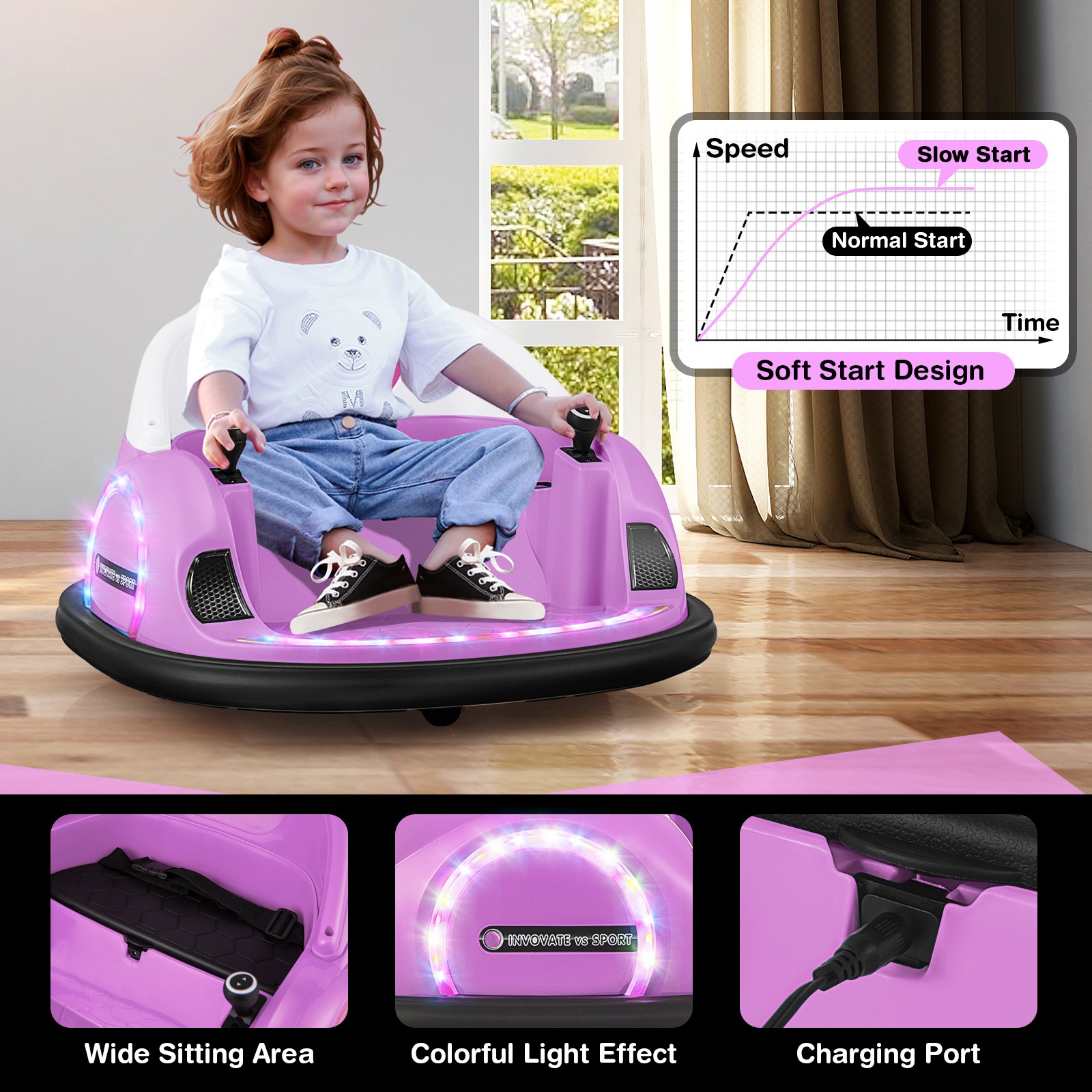 12V Electric 360° Spin Car Toy Ride on Bumper Car for Toddlers w/ Remote Control