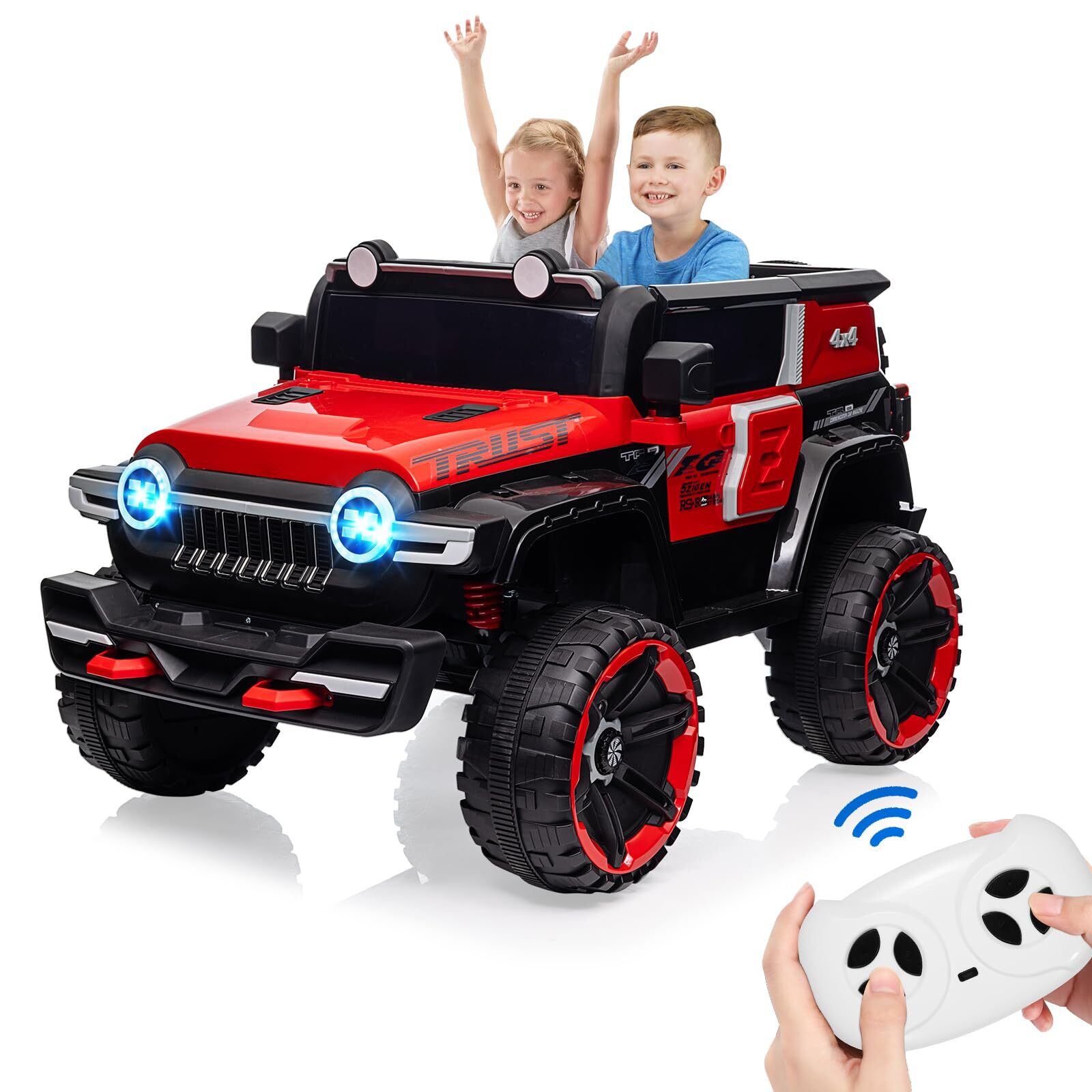 2 Seater Kids Ride On Truck with Remote Control 25W Dual Motor Metal Suspension