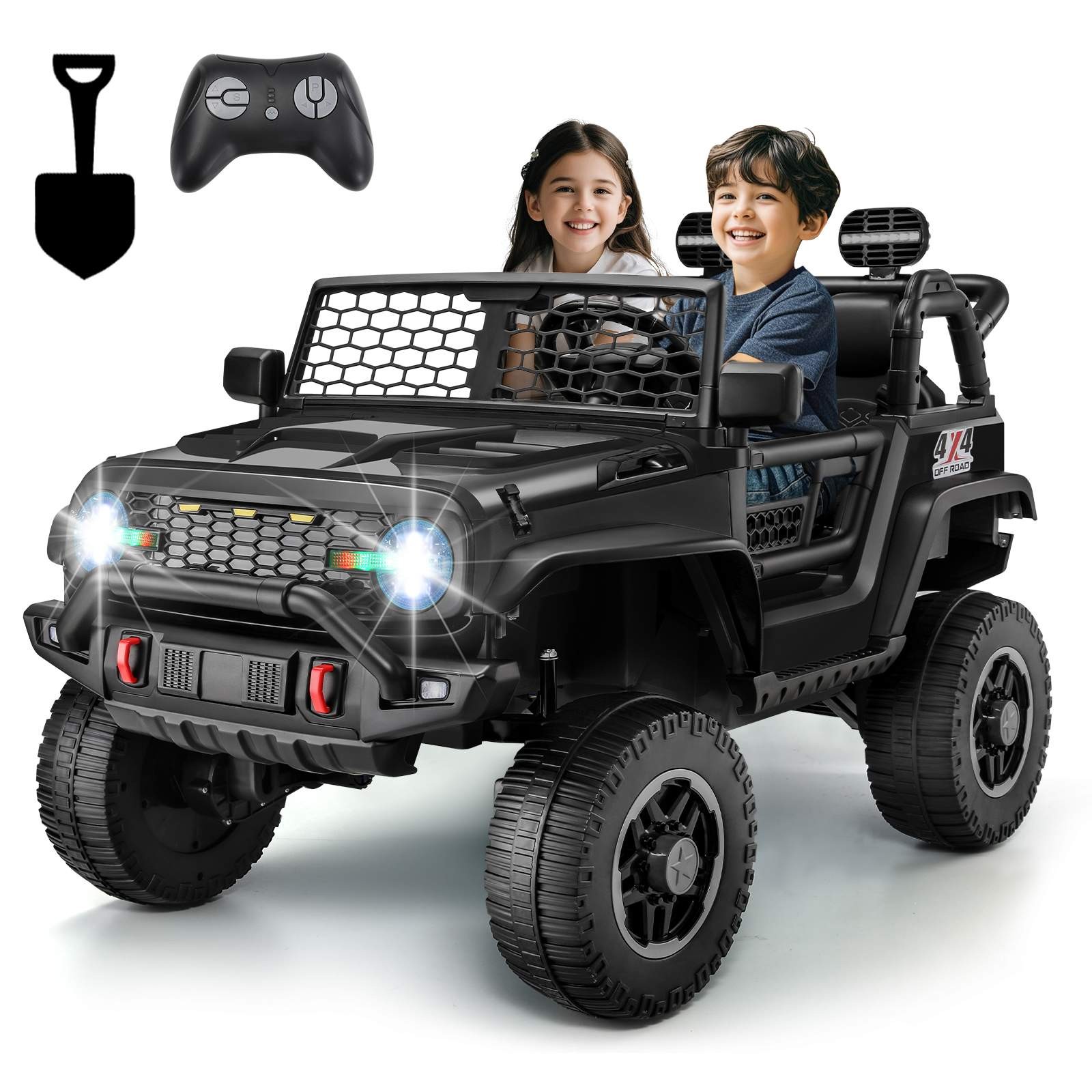 2 Seater Kids Ride On Car with Remote 20″ Spacious Seat 24V 4WD/2WD Switchable@