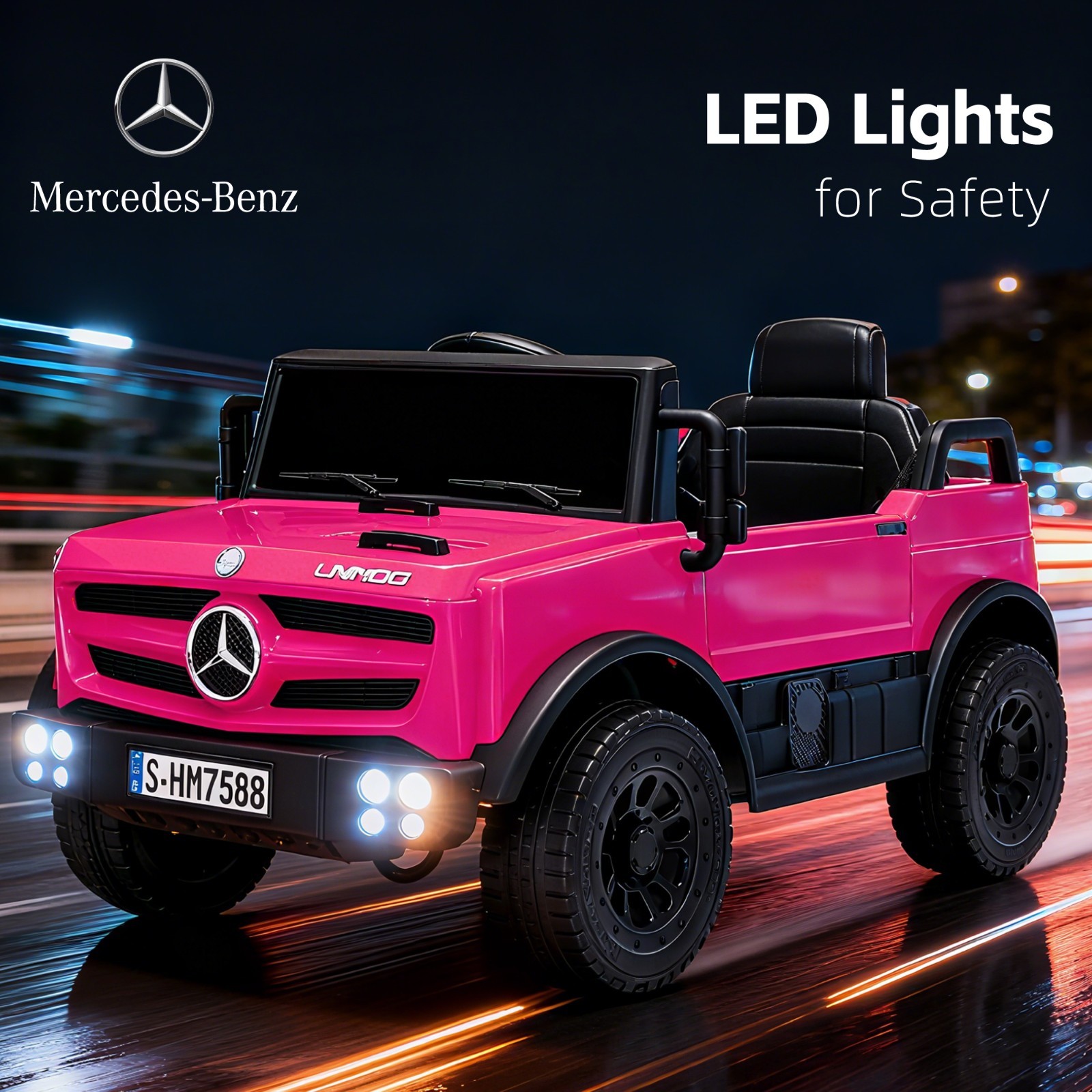 Licensed Mercedes-Benz Car for Kids 12V Ride on Car Remote Pink Electric Vehicle