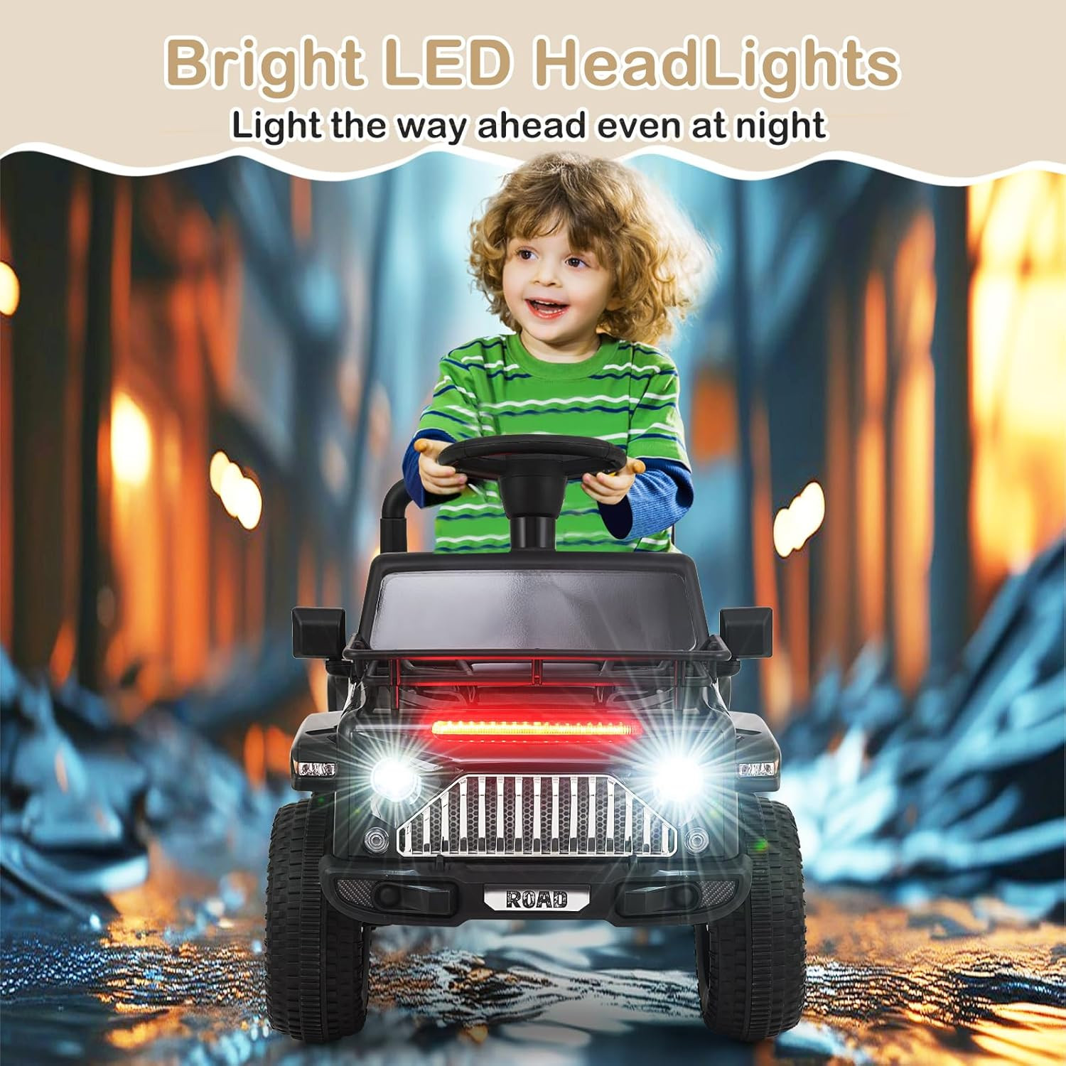 Ride on Car for Toddlers, 6V Kids Jeep Truck Electric Vehicle Battery Powered AT