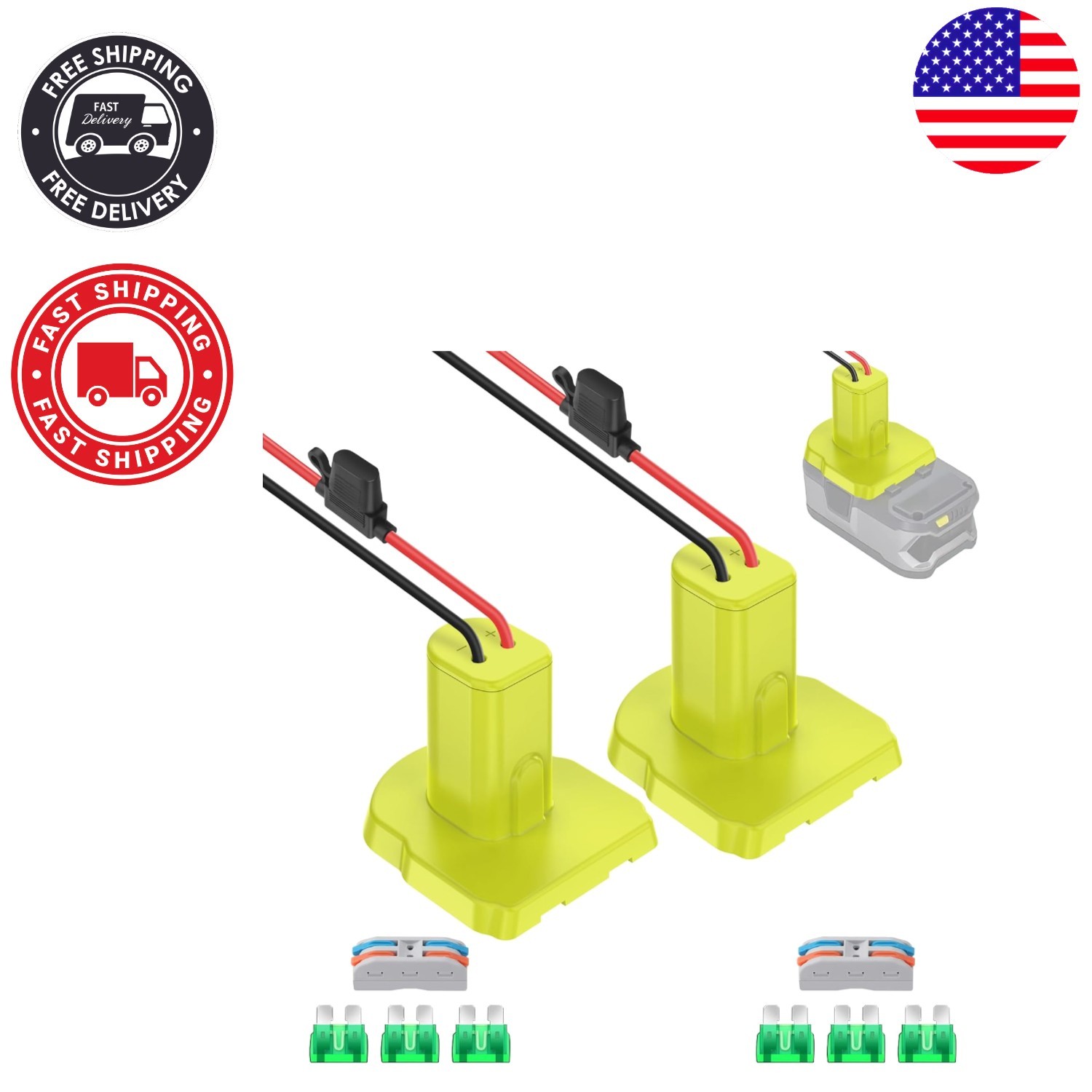 Ryobi 18V Battery Power Wheels Adapter Set – Includes 30 Amp Fuses & Terminals