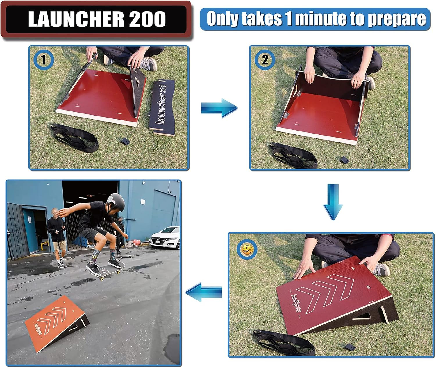Kids Jumping Ramp for Skateboard, Bike, Scooter, BMX, RC Car and Dirt Bike, 25.2