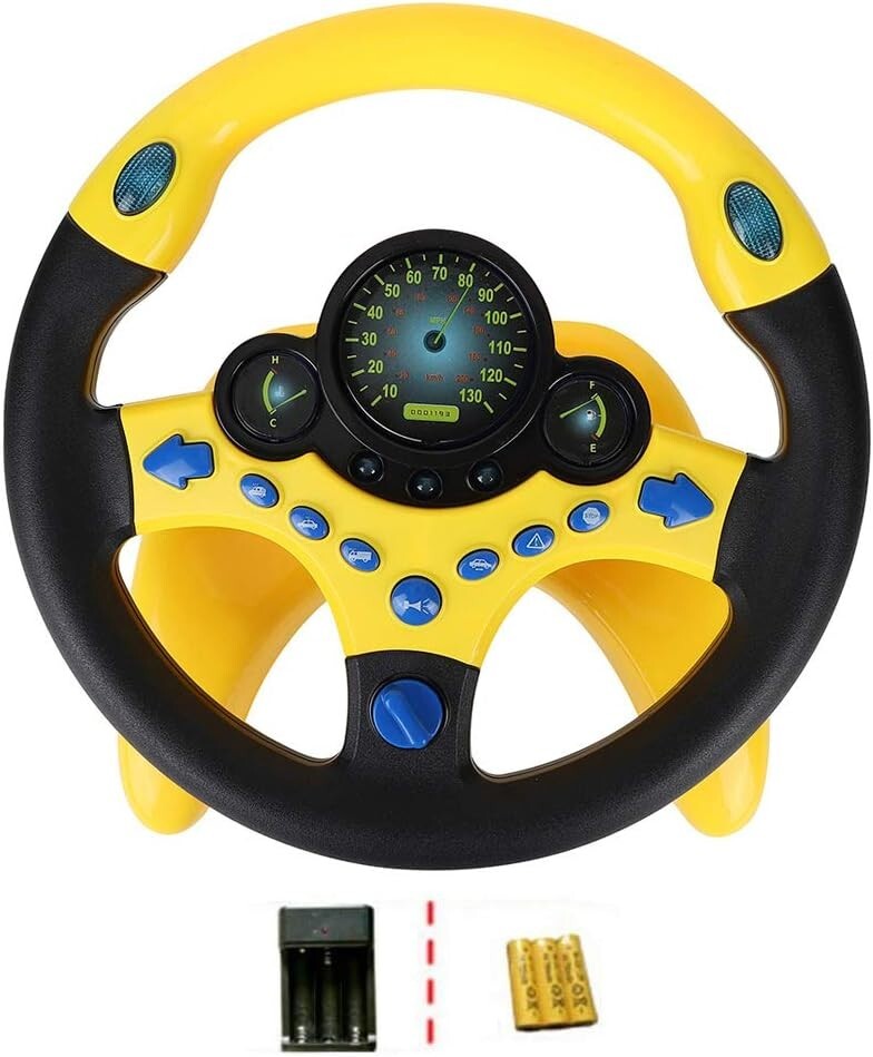 Portable Simulated Driving Steering Wheel Toy for Educational Fun & Imagination