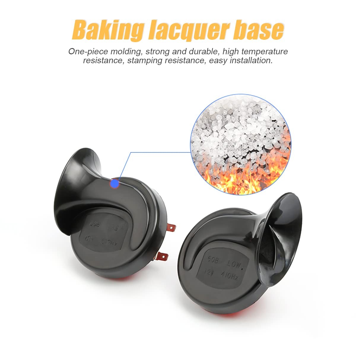 300DB Super Loud Train Horn, 2PCS Car Air Electric Snail Double Horn, 12V