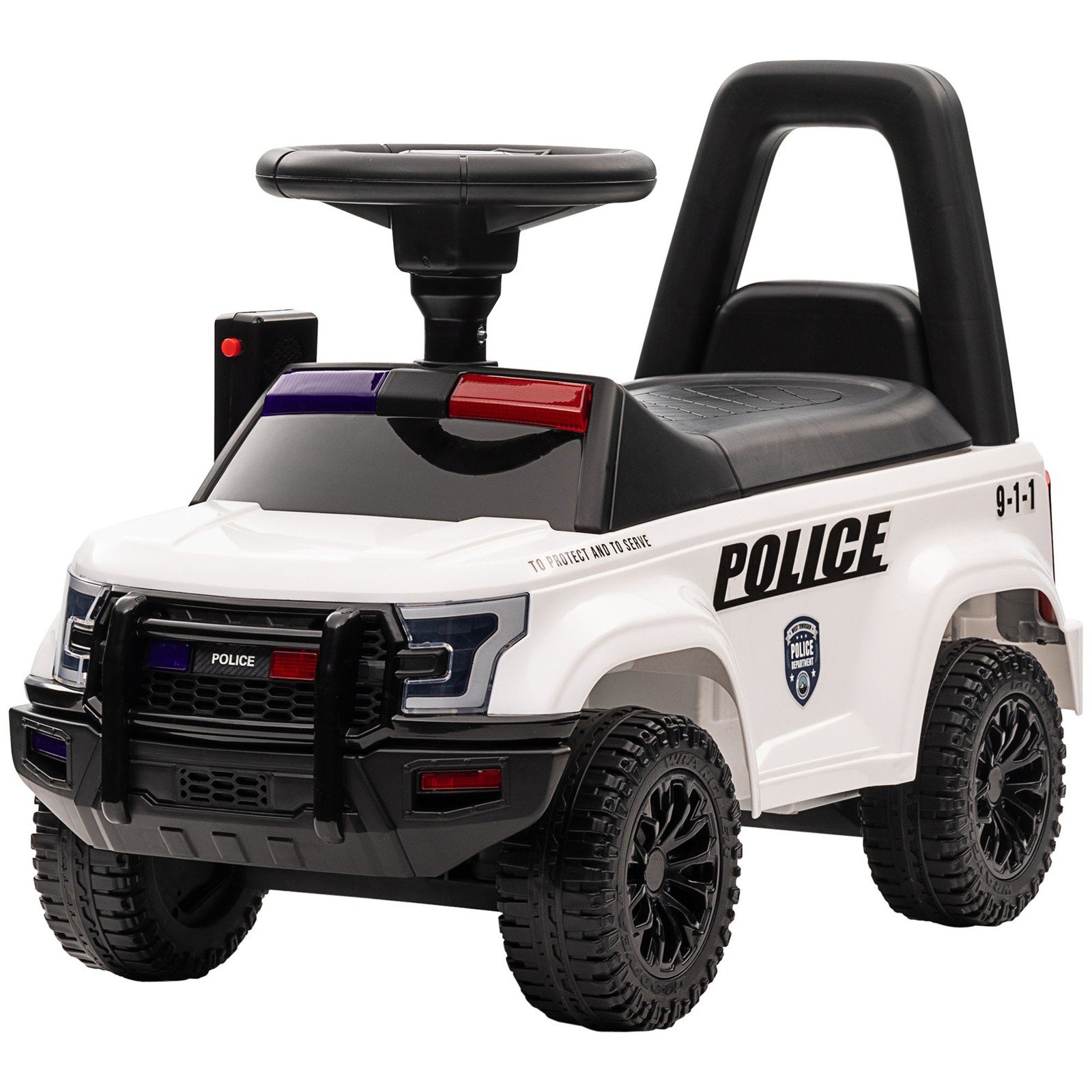 Kids Push Ride On Police Car W/ Horn, for 18 Months – 5 Years Old,White