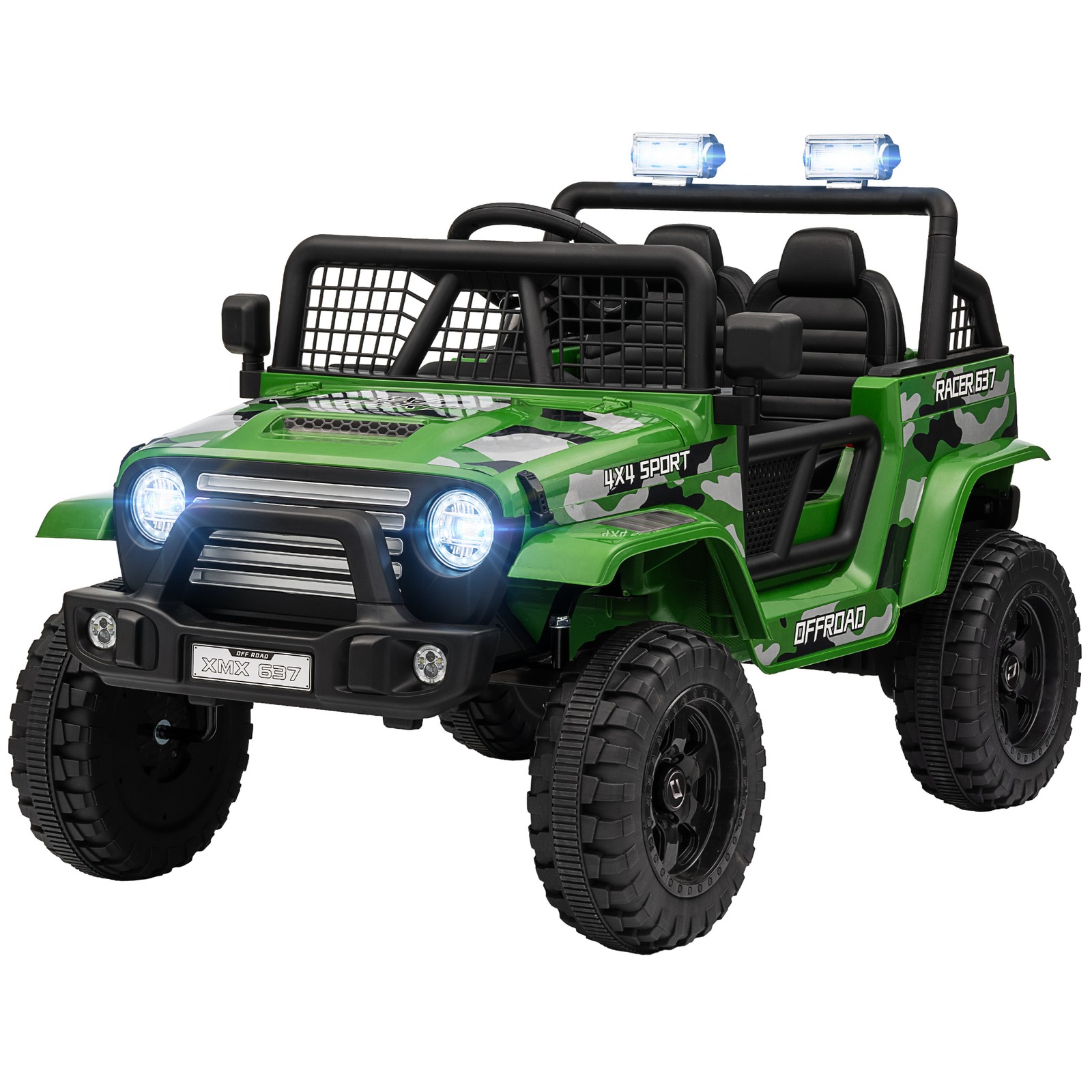 12V Ride on Car, Ride on UTV Truck w/ 4 Suspension Wheels, Green