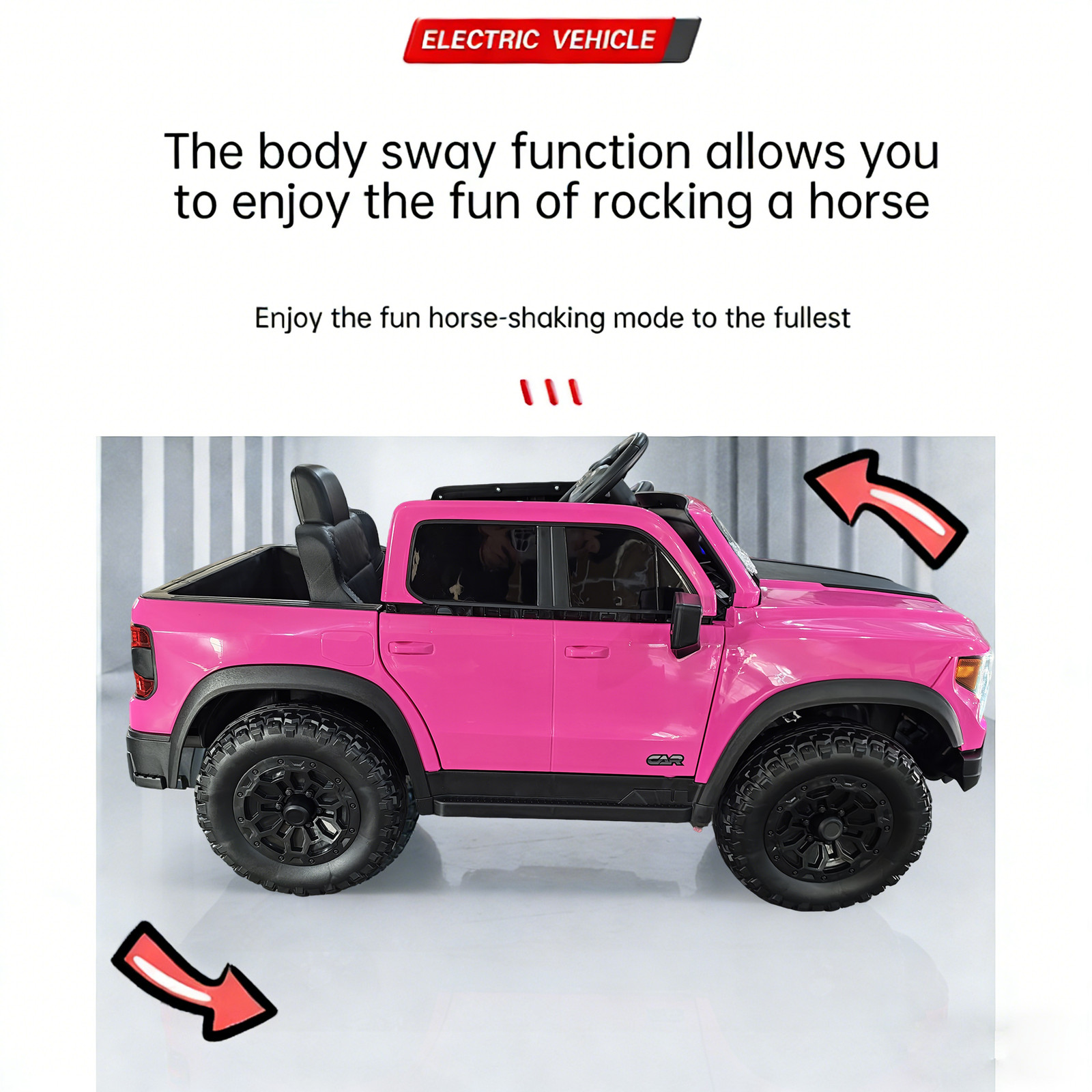 12V Kids Ride-On Car Remote Control, 4-Wheel Shock Absorption 3-6 Years Pink
