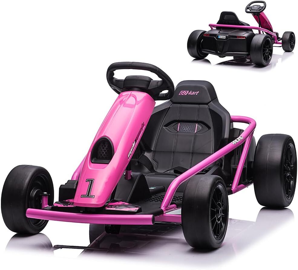 24V 9Ah Kids Ride On Go Kart Toy 8MPH High Speed Drifting Car w/ Powerful Motors