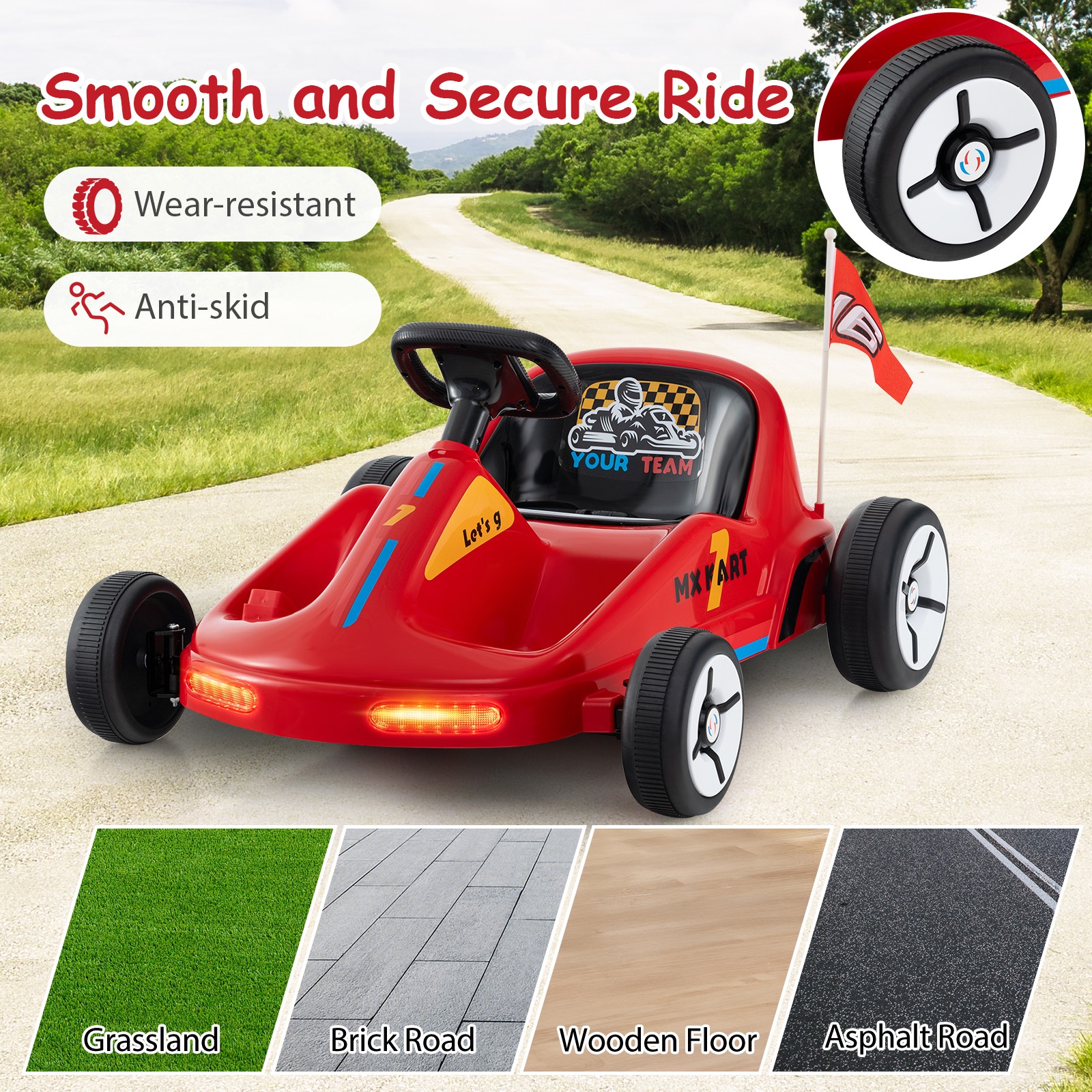 12V Kids Electric Go Kart 7AH Battery Powered Ride on Race Toy w/ Remote Control