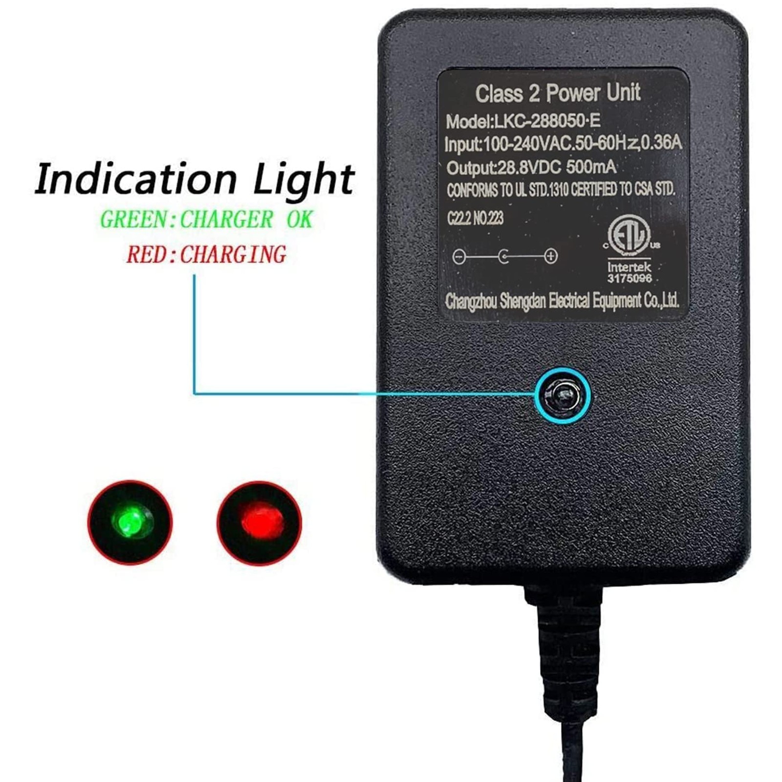 28.8V Kids Ride On Car Charger, 24V Round Hole Charger with Charging Indicato…