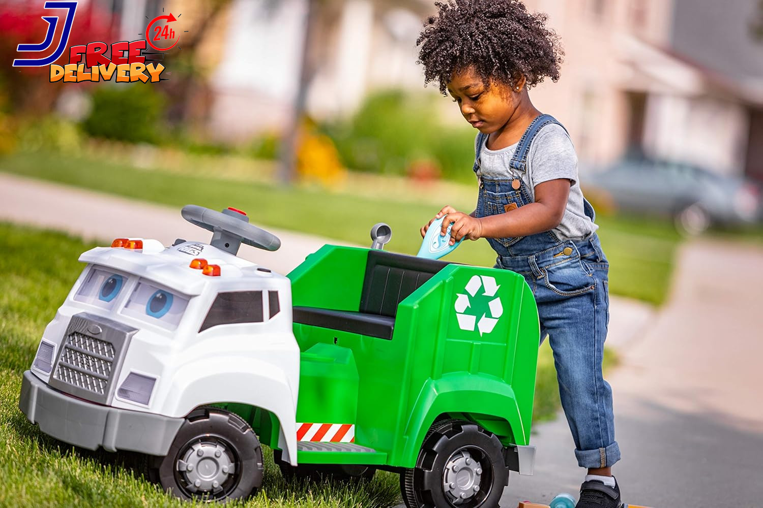 Toddler Recycling Truck 6V Battery Powered Vehicle w/ Sound Effects Ages 1.5+