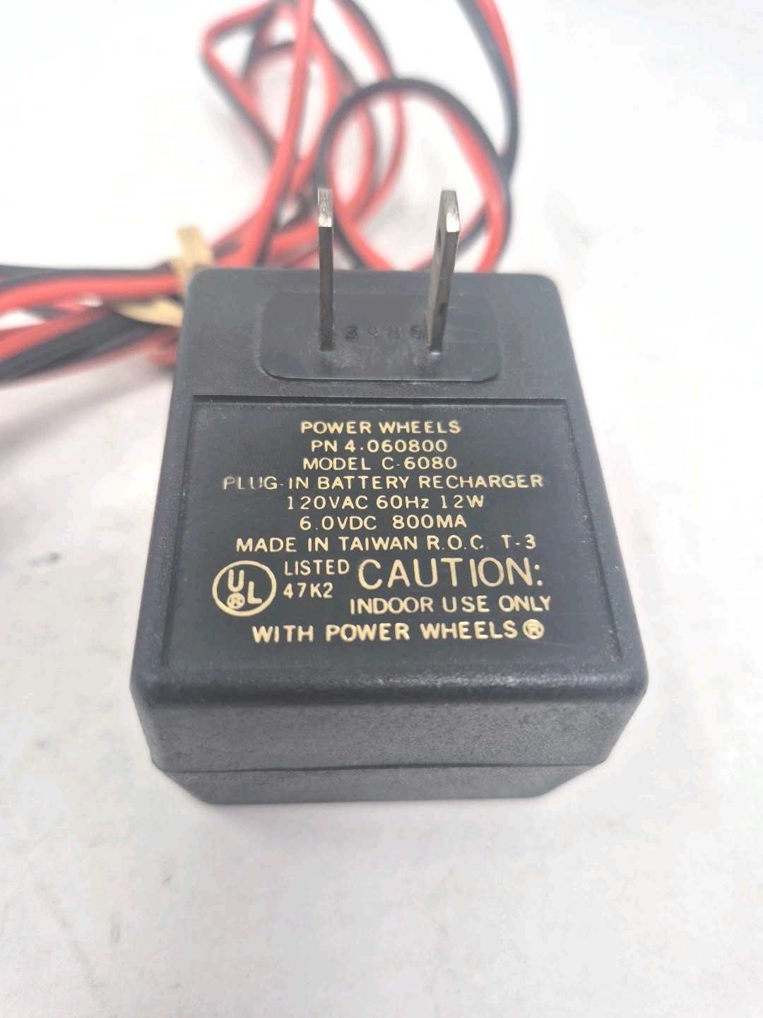 Power Wheels 6 Volt Battery Recharger Model C-6080 Part No: 4.060800 – Used