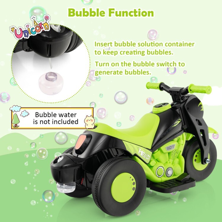 6V Battery Kids Ride on Electric Motorcycle Gift Kids w/Bubble Maker and Music