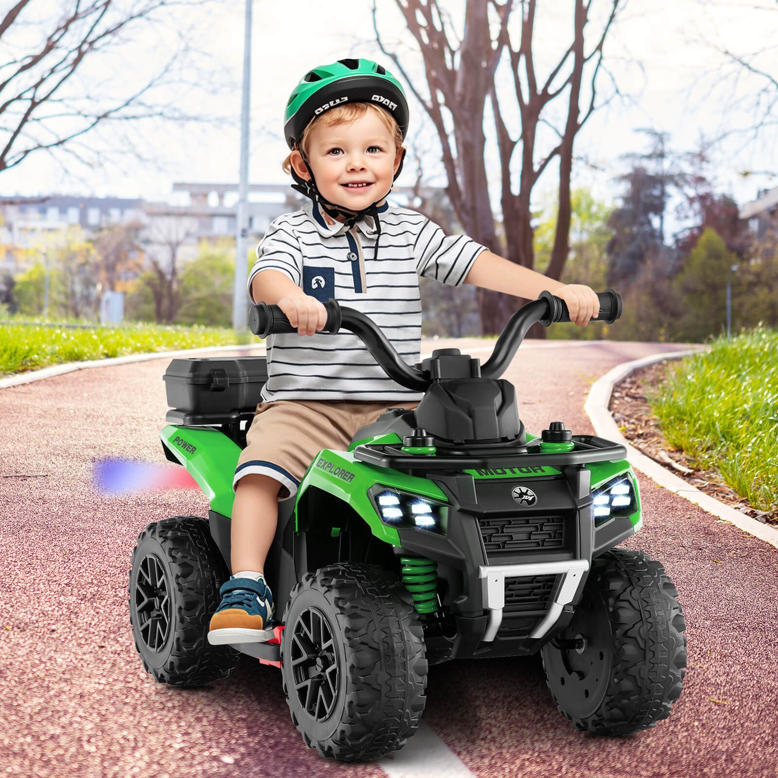 6V Kids Ride On ATV w/ Music & Spray Function USB Port Storage Box Toy Car