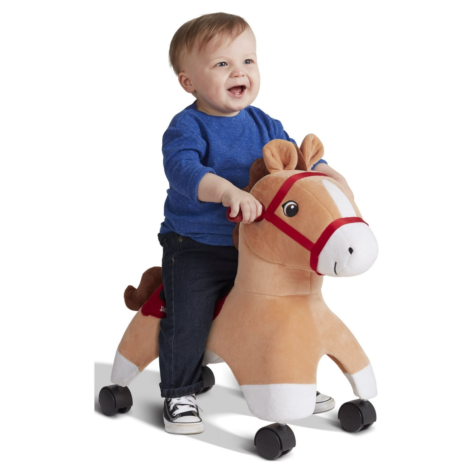 Radio Flyer, Boots: Rolling Pony, Plush Caster Ride-on Horse for Girls and Boys