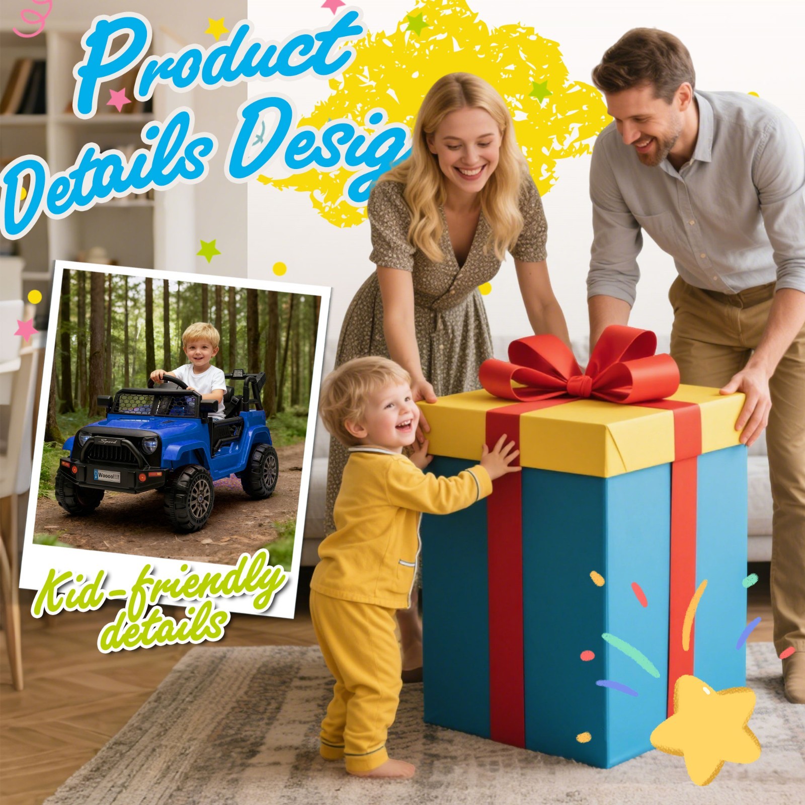 12V Kids Ride On Toys Truck w/Remote, Electric Toddler Ride on Car for Kids,Blue