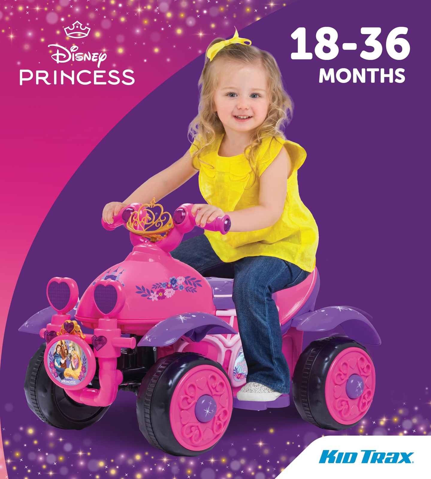 Kid Trax Toddler Disney Princess Electric Quad 6 Volt, Pink