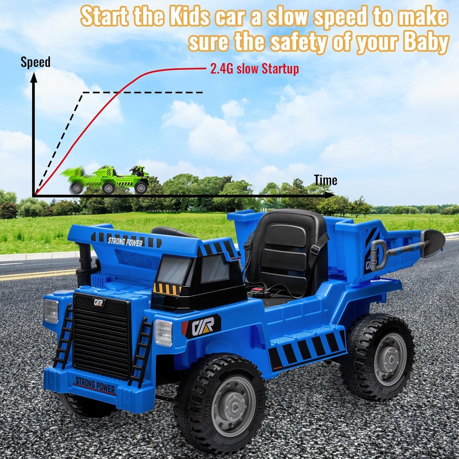 12V Kids 4WD Ride-On Dump Truck w Remote,Power Dump Bed,2-Speed Electric Car Toy