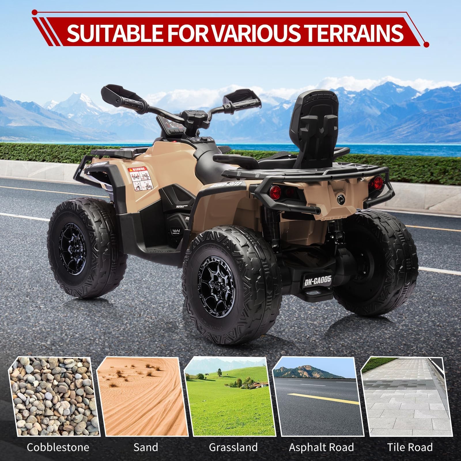 2 Seaters 24V Kids Ride On Car Toy Car Licensed Can-Am Electric ATV Leather Seat