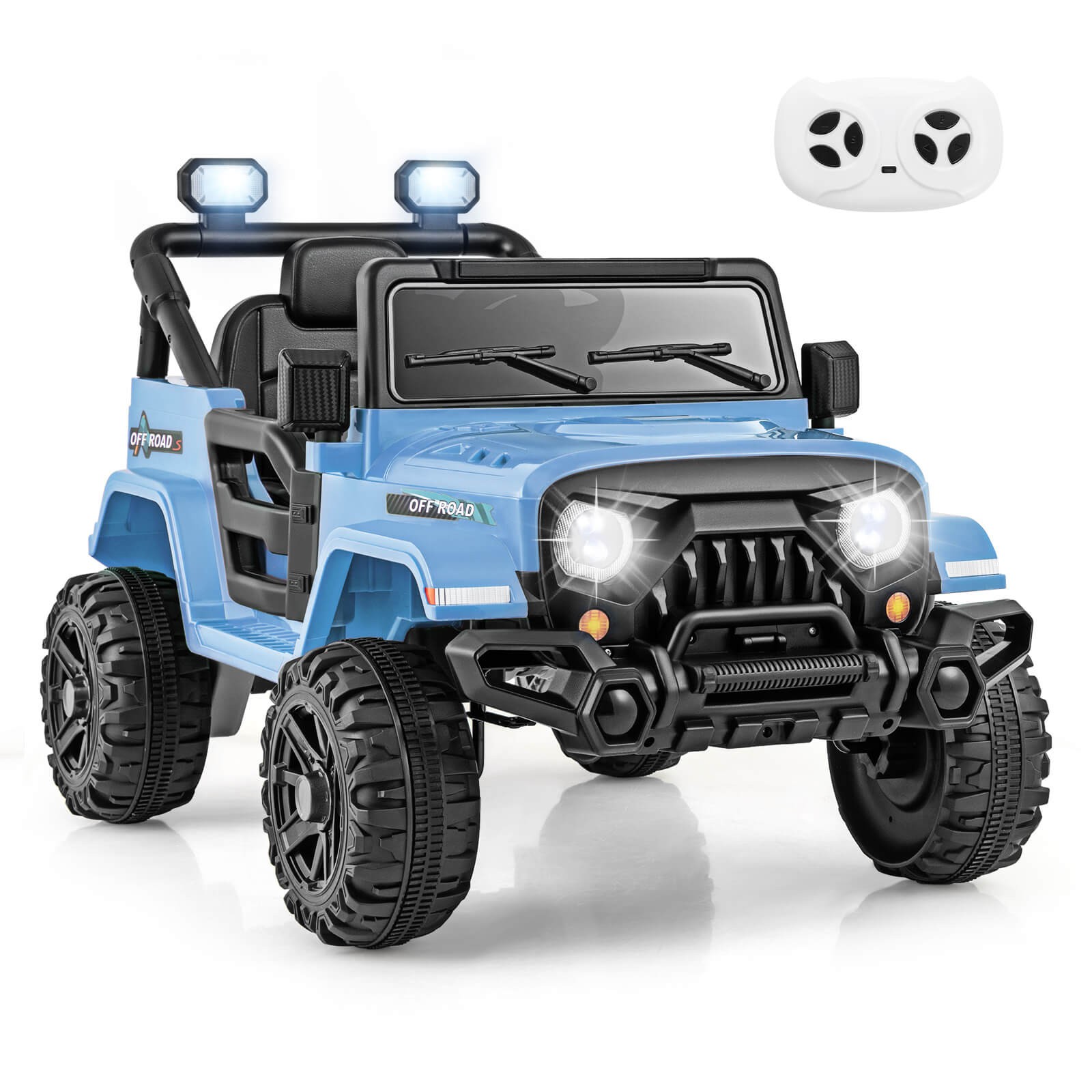 12V Kids Ride on Truck Car w/Remote Control, Threaded Wheels 3 Speeds LED Lights