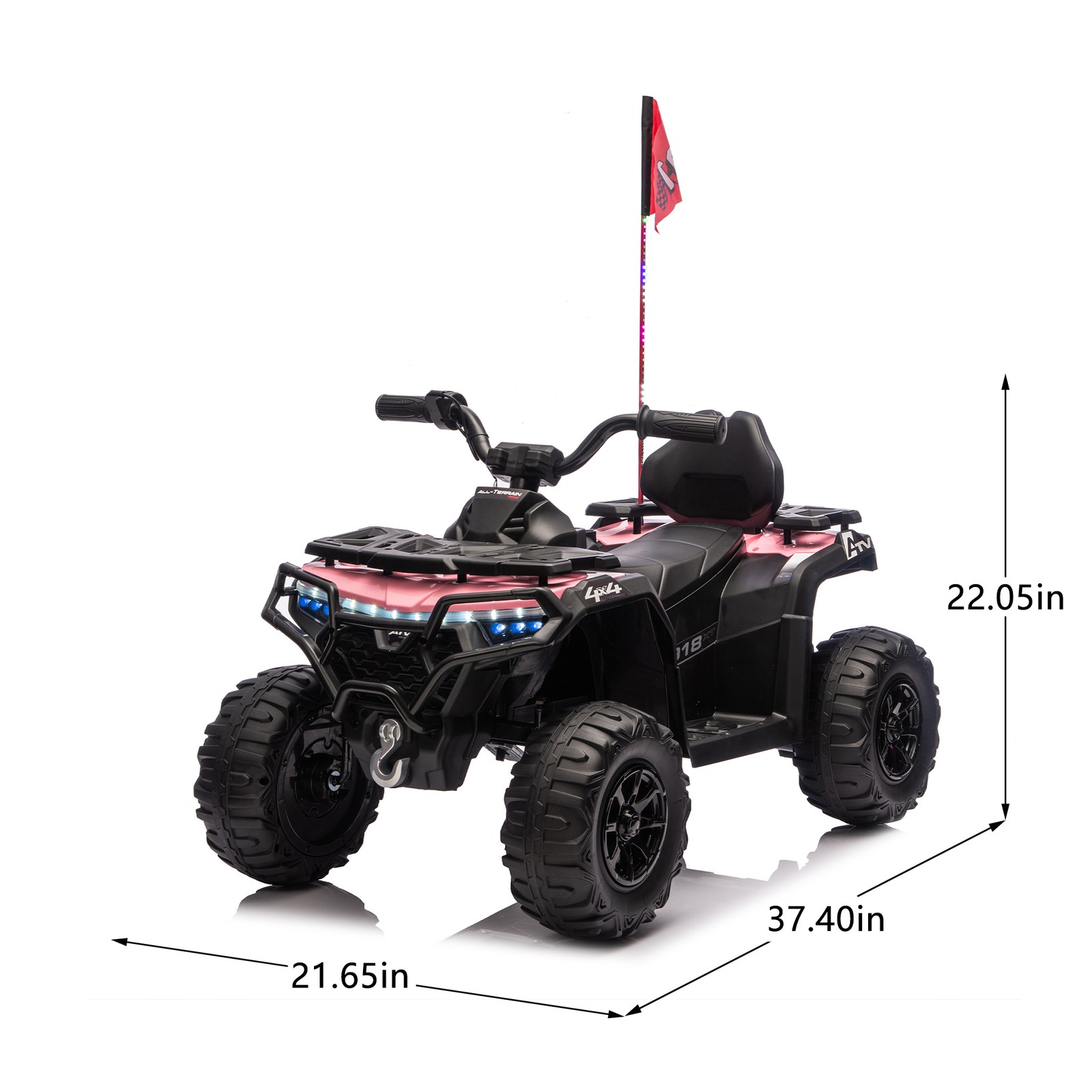 24V 160W Electric Ride-On ATV Off-Road Car with Bluetooth Music for Kids Age 3-6