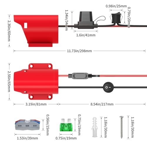 2-Pack Power Wheel Battery Adapter for Milwaukee 12V – 30A Fuse, 12AWG Wire, DIY