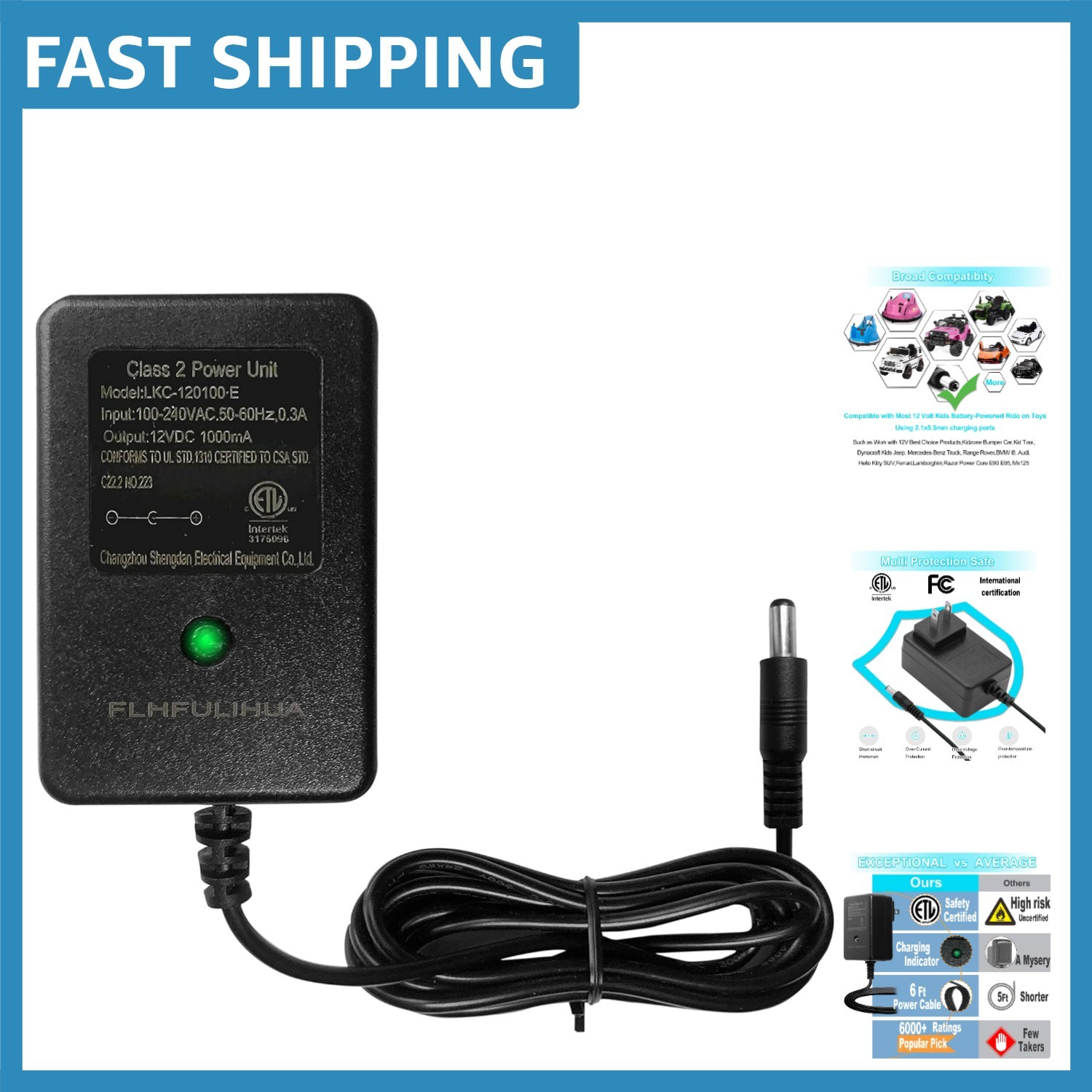 Durable Electric Vehicle Charger for Kids – Universal 12V Compatibility Included
