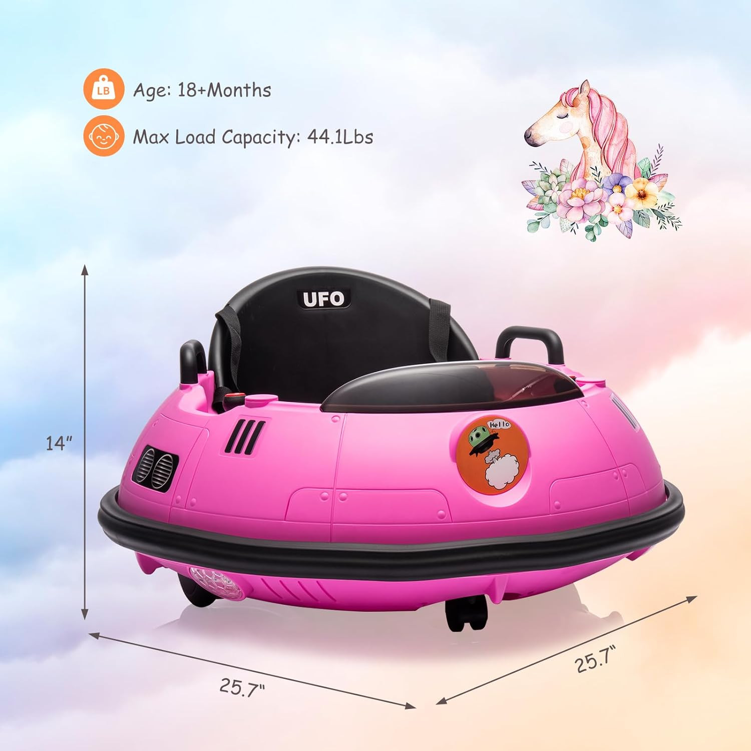 Ride on Bumper Car, 12V Electric Toddlers Car with Remote Control, Safety Belt,
