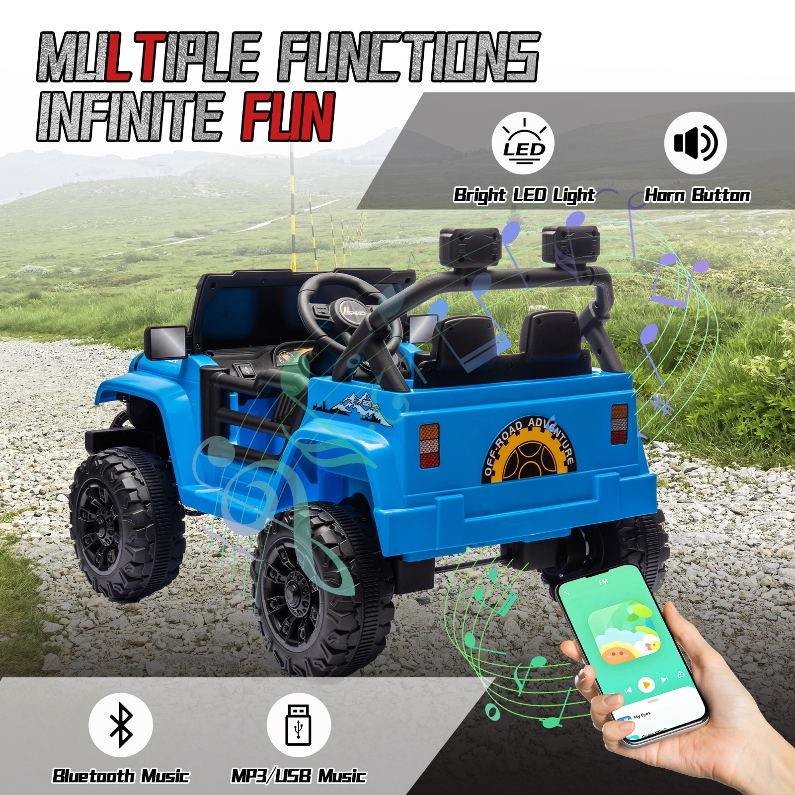 12V Electric Ride On Toys Jeep UTV Car for Kids w/Remote, Battery Powered Wheels