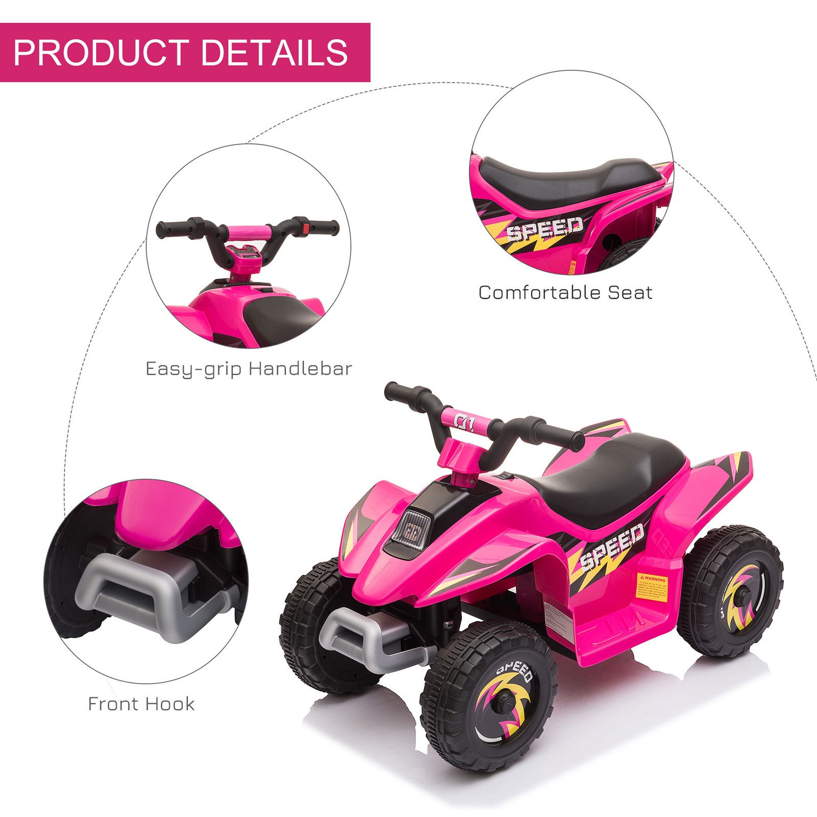 6V Kids Electric Ride on Car with Big Wheels 18-36 Months Old Pink