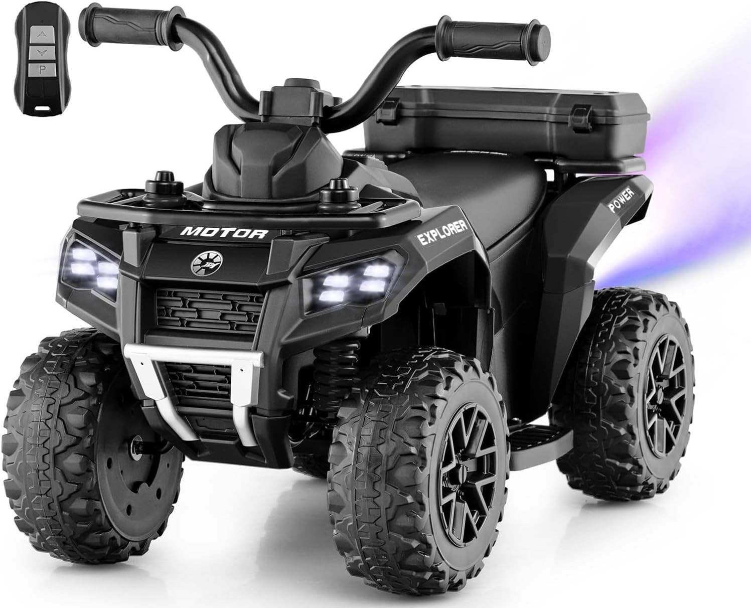 Kids ATV with Spray Function, Remote Control, Storage Trunk, 6V Toddler Ride on