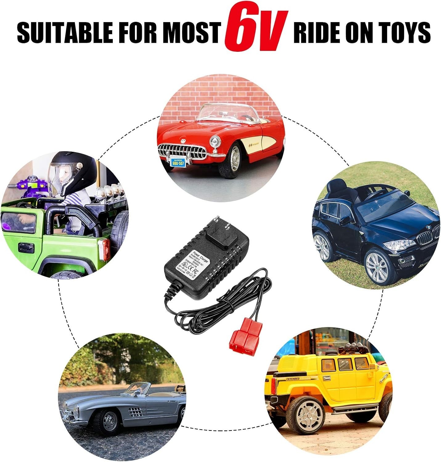 6V Charger for Kids Ride-On Cars with Indicator Light & Safety Features