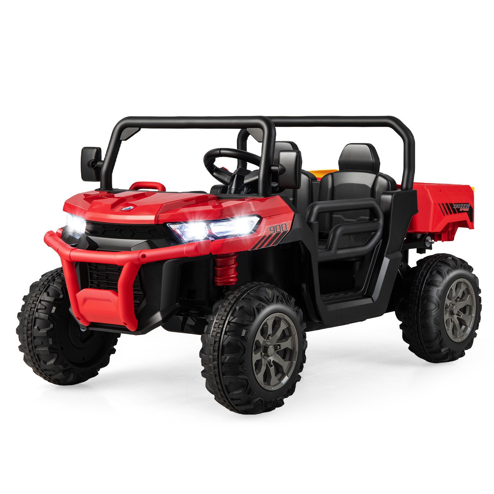 12V 2 Seater Ride On UTV Dump Truck Remote w/ Electric Dump Bed & Shovel Red