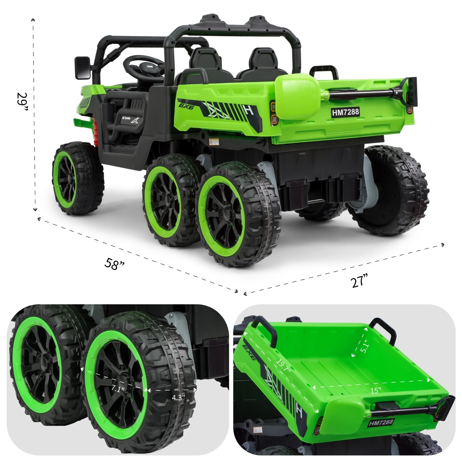 24V Kids Ride on Toy 2 Seater Electric Dump Car Power Wheels Truck w/Remote MP3