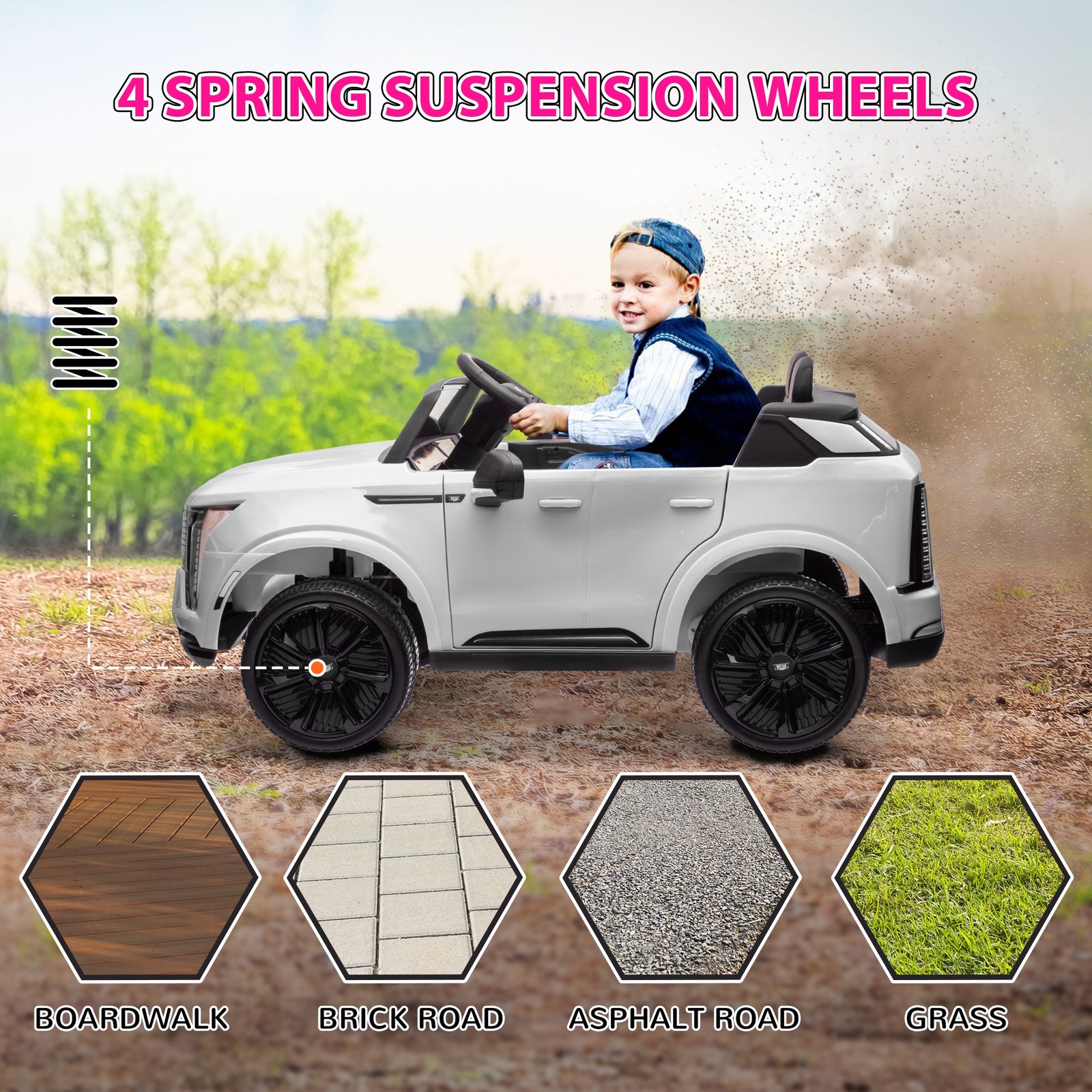 2-Seater 12V 10AH Ride on Truck with Remote Control, White