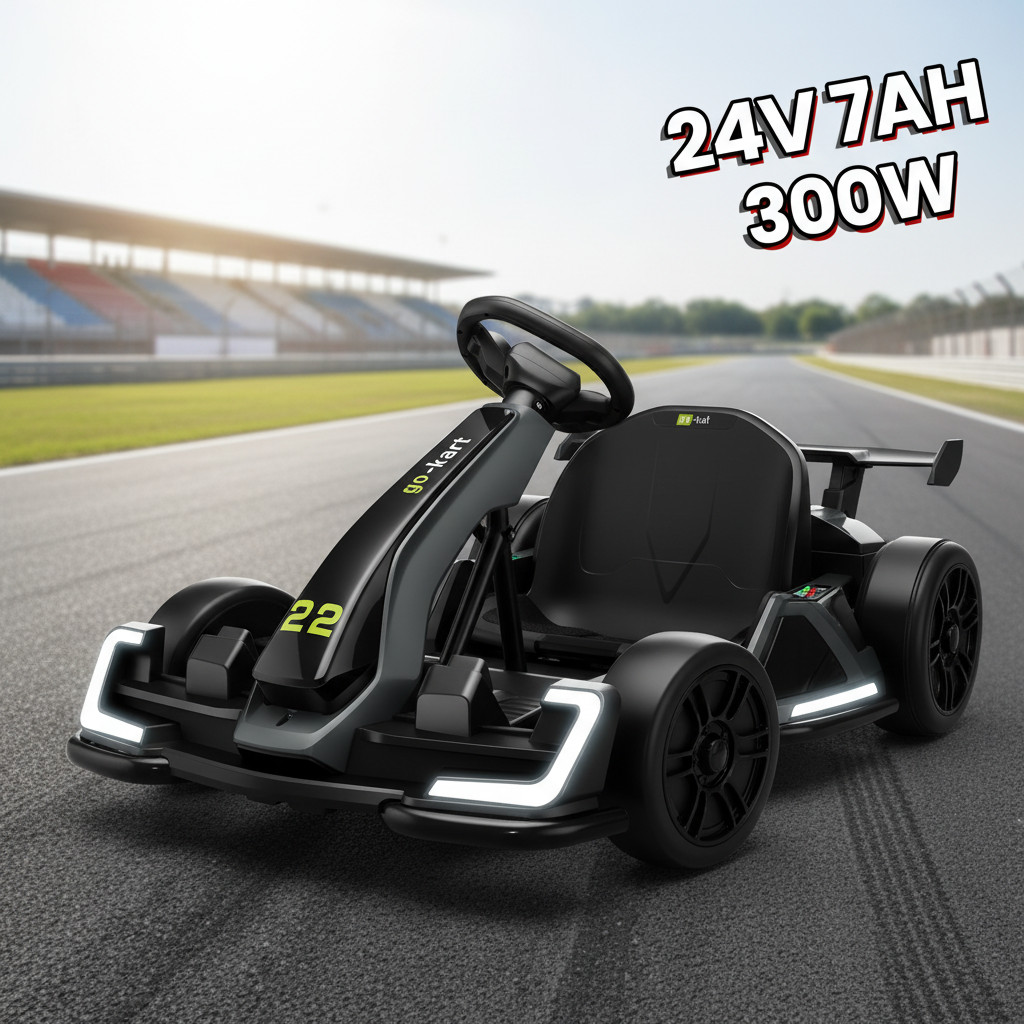 24V Electric Go Kart for Kids,2x150W Motor Powerful Drift Kart +Adjustable Seat⭐