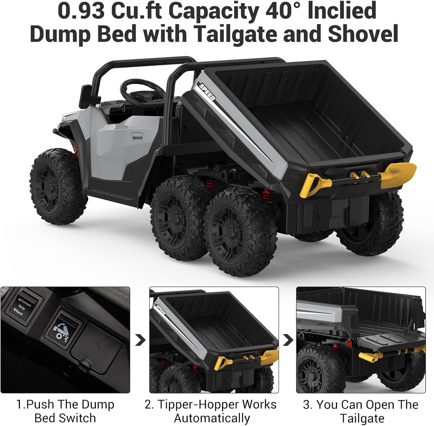 24V 4WD Electric Ride On Dump Truck with Remote Control | 2-Seater Kids