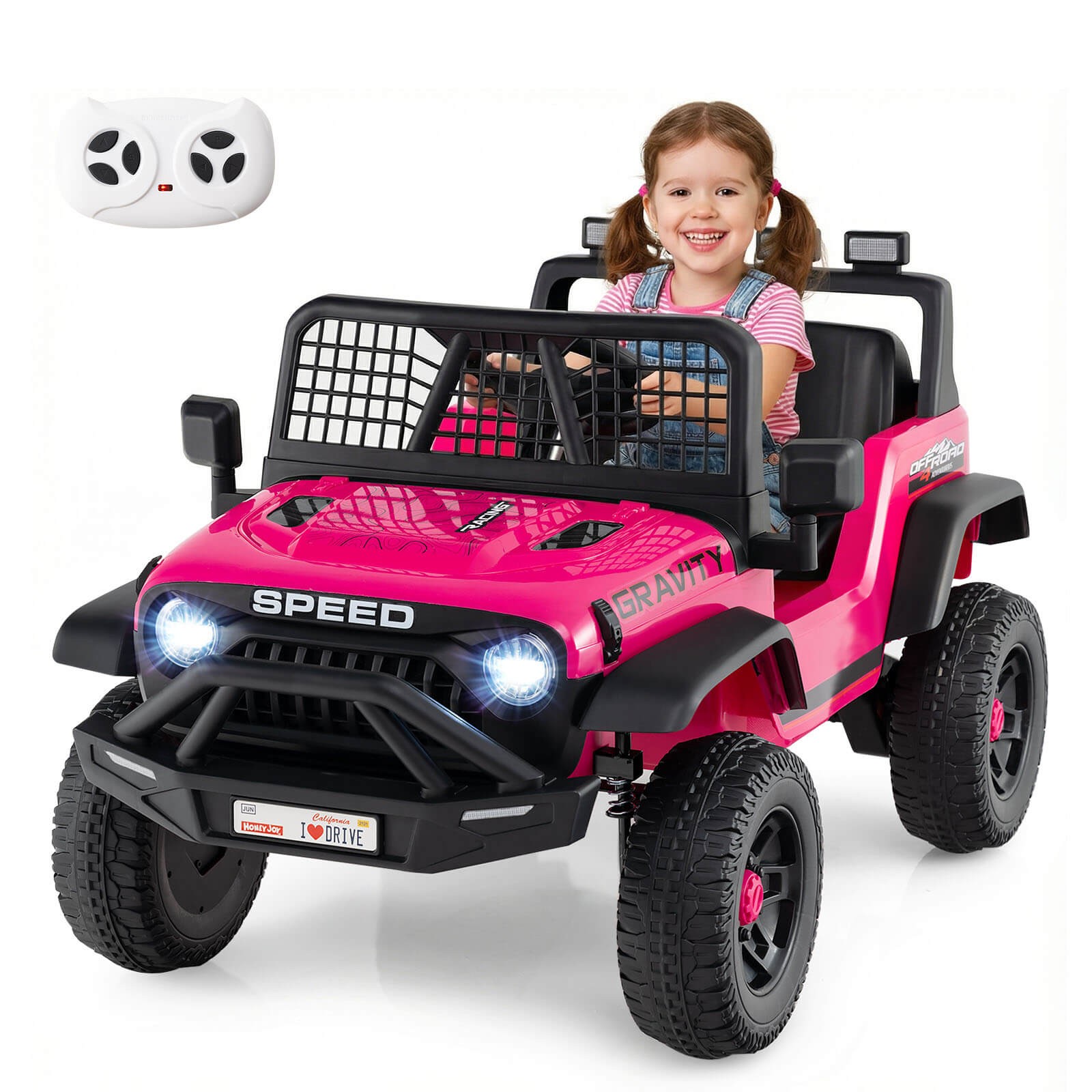 24V Ride On Car w/Remote Control Music LED Headlights Spring Suspension for Kids