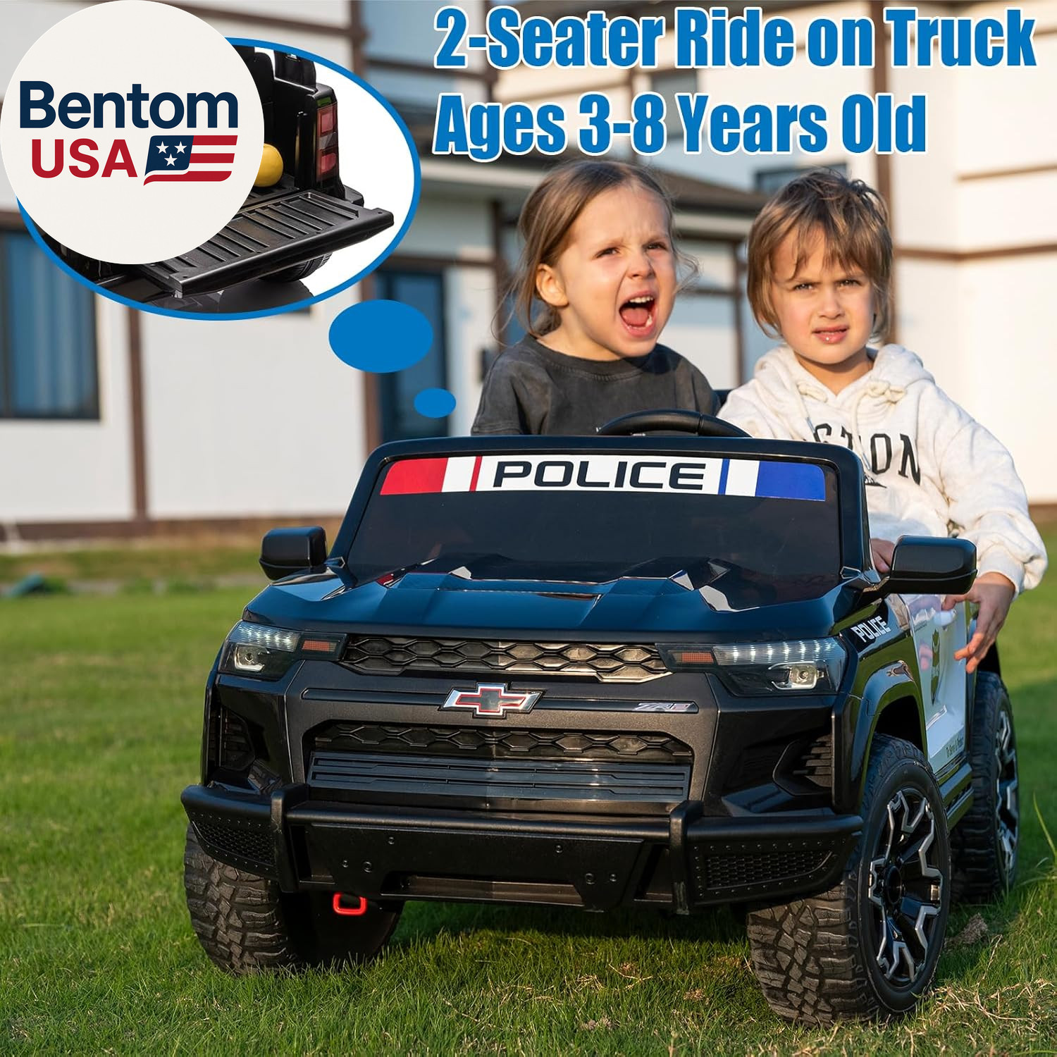 Police Car Ride On, 24V 4WD Kids Car Licensed Chevrolet Colorado, Toddler Car Ri