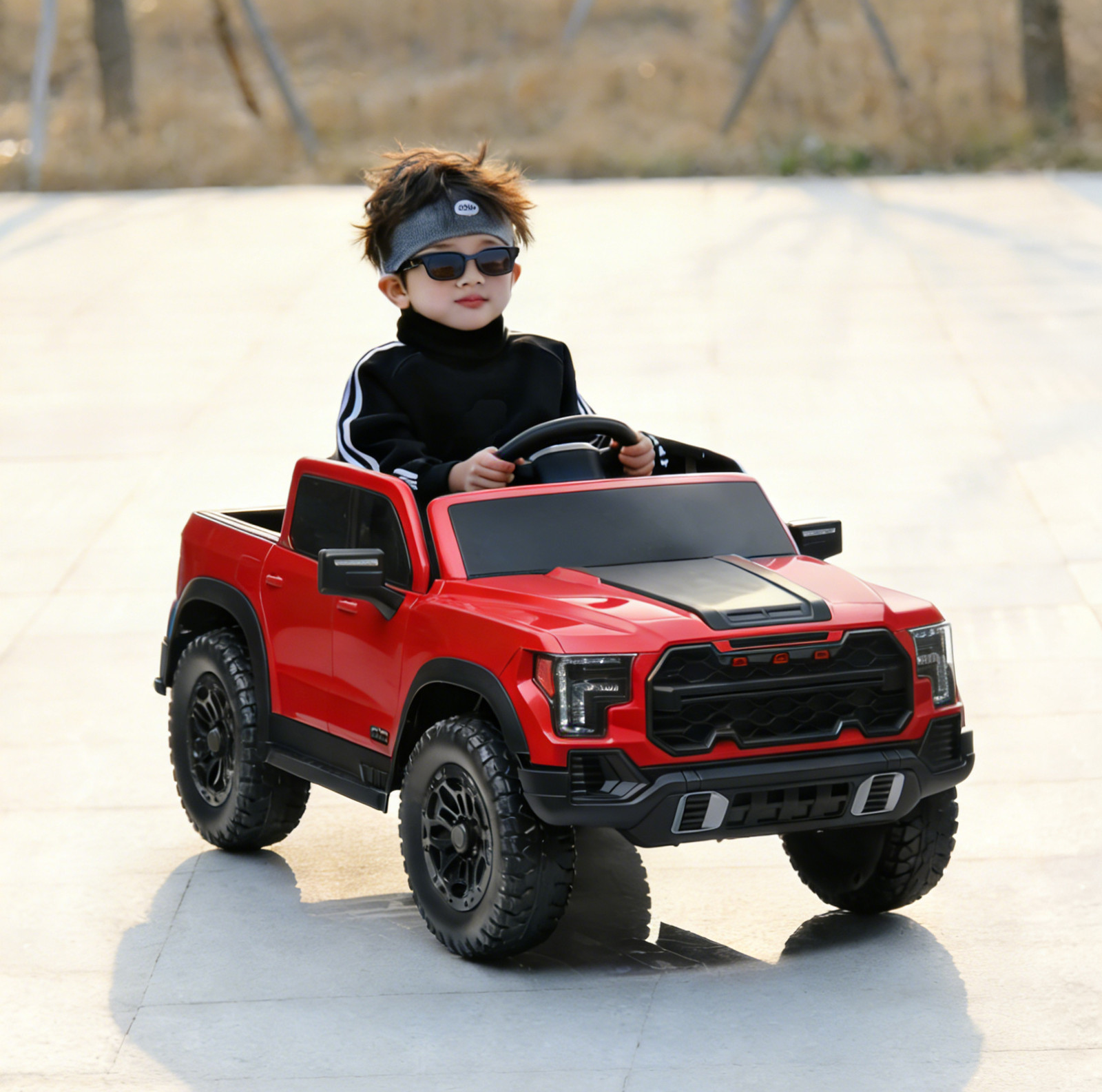 12V Kids Ride-On Car Remote Control, 4-Wheel Shock Absorption 3-6 Years Red