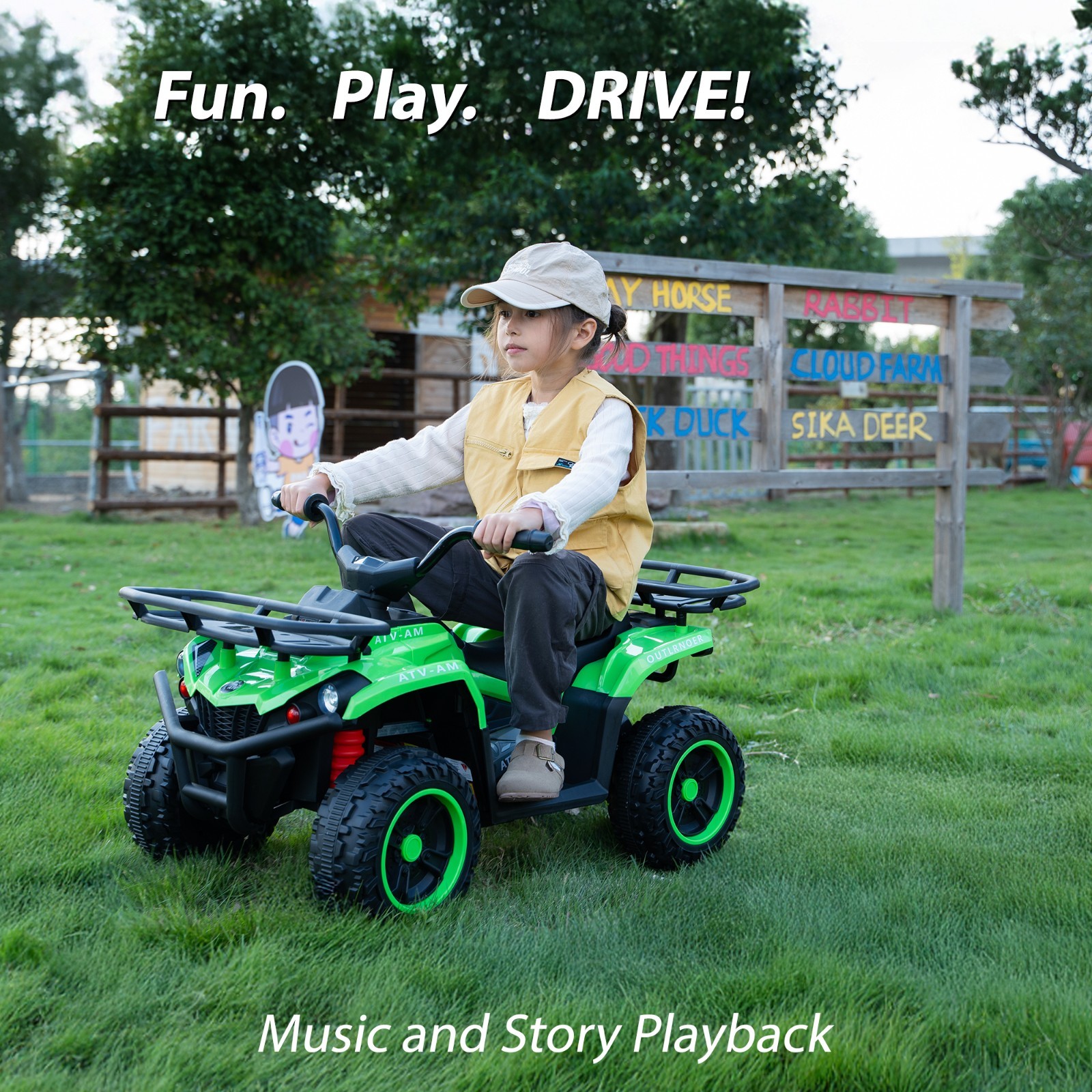 24V Kids Ride on ATV 4 Wheeler Quad Battery Powered Electric Vehicle w/MP3&USB