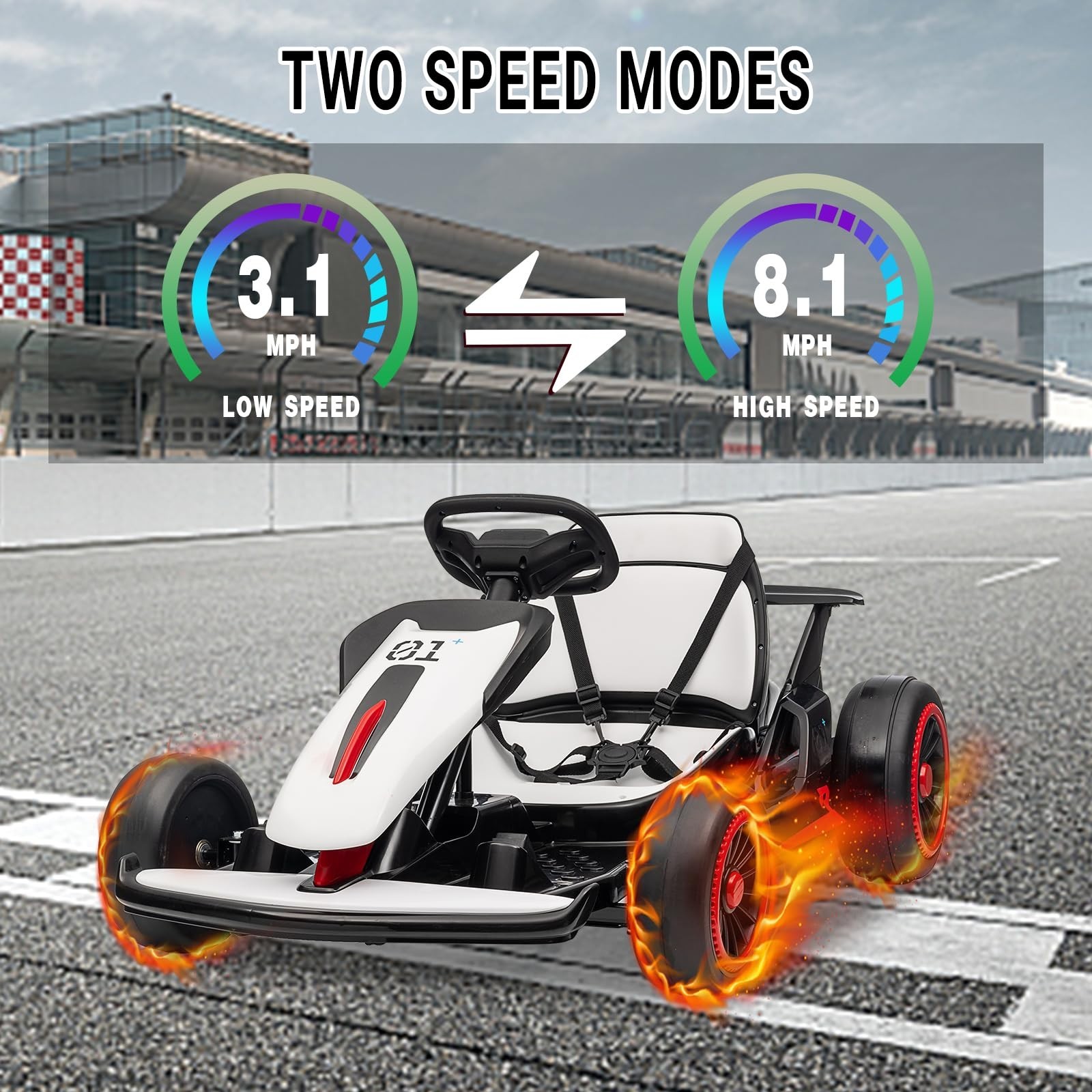 24V Kid Go Kart Electric Drift 200W Dual Motor 360° Drifting 5-Point Safety Belt