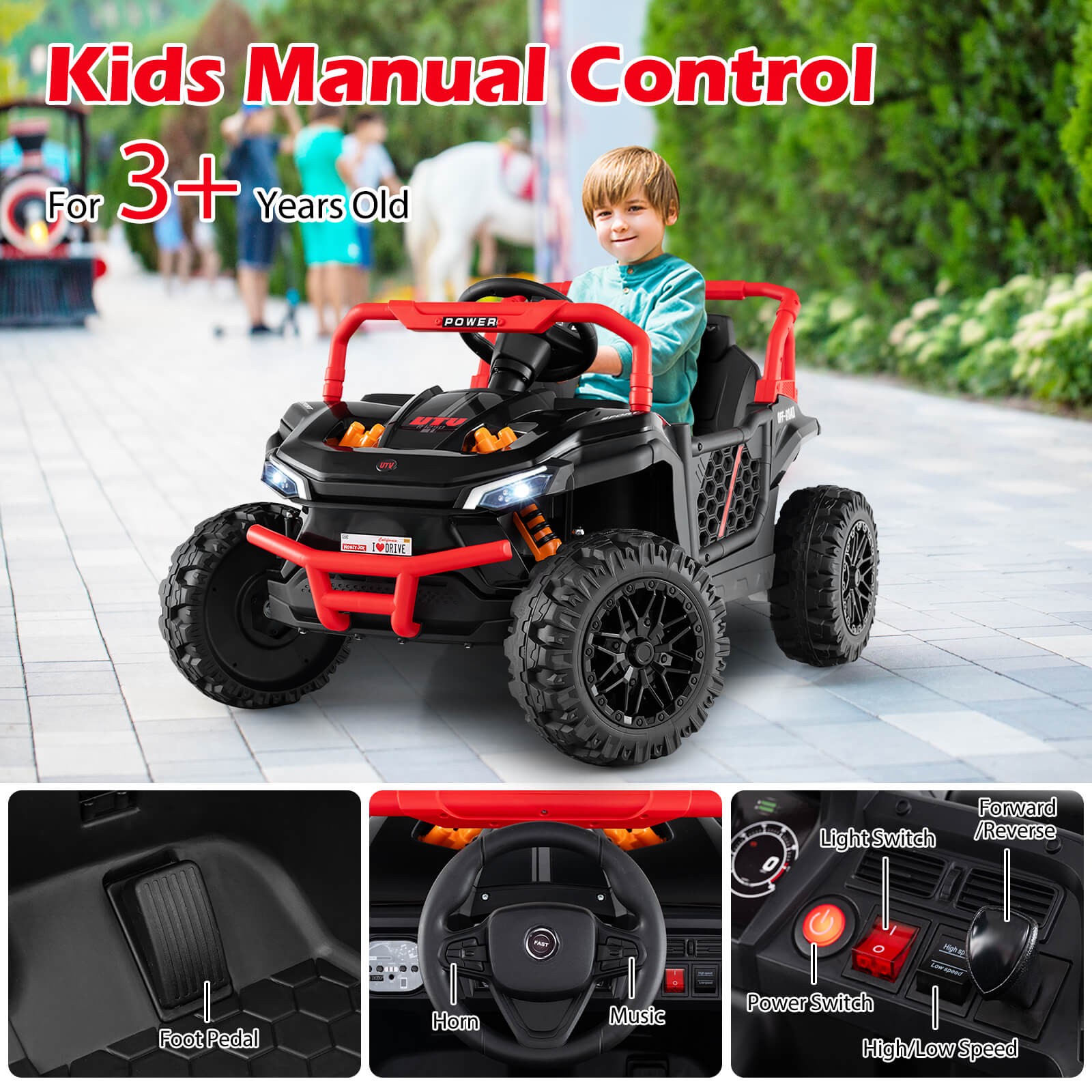 12V Kids Ride on Truck w/Parental Remote 3 Speeds & Reverse Forward Function
