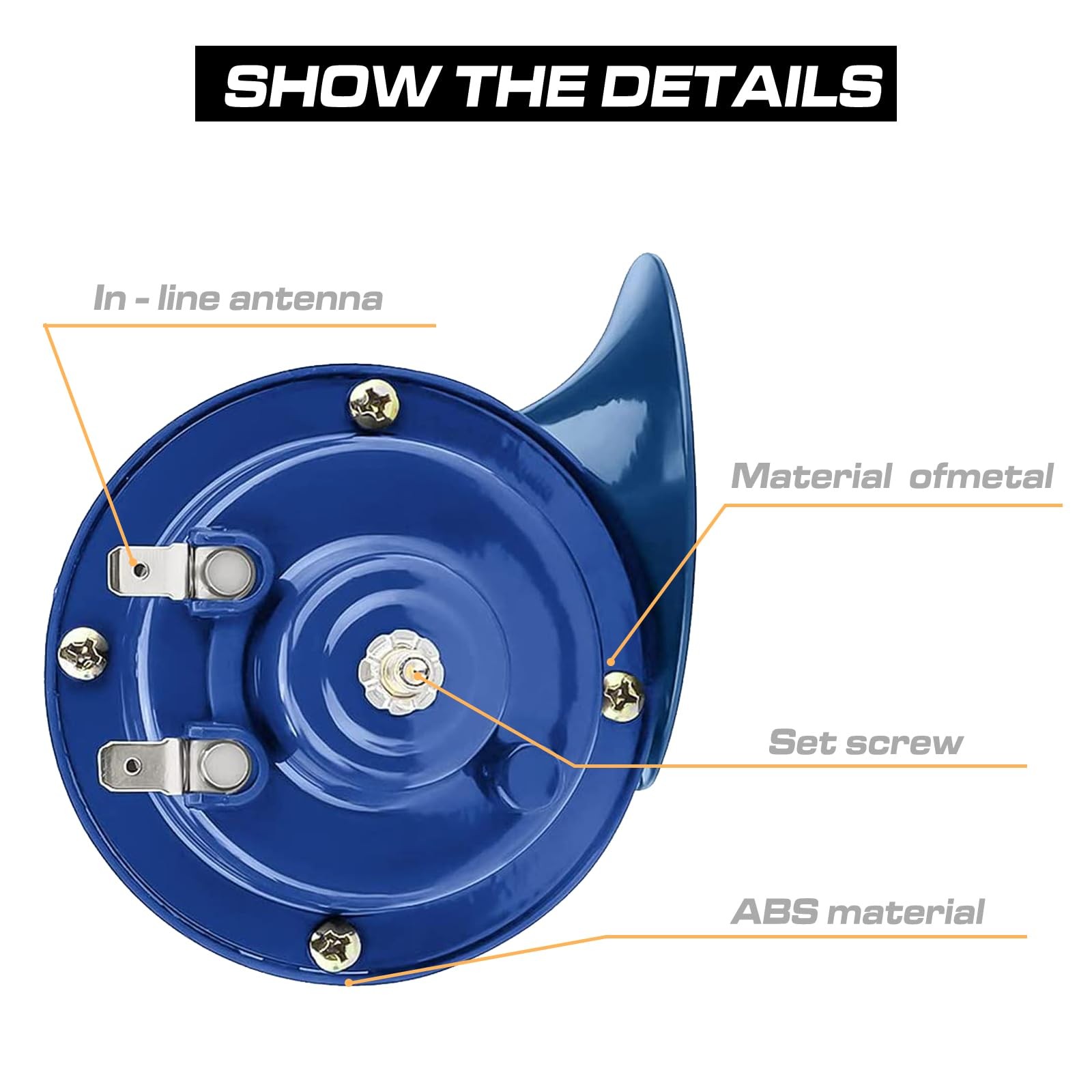 2 Pack 300DB Super Loud Train Horn, 12V Waterproof Electric Snail Horn, Blue