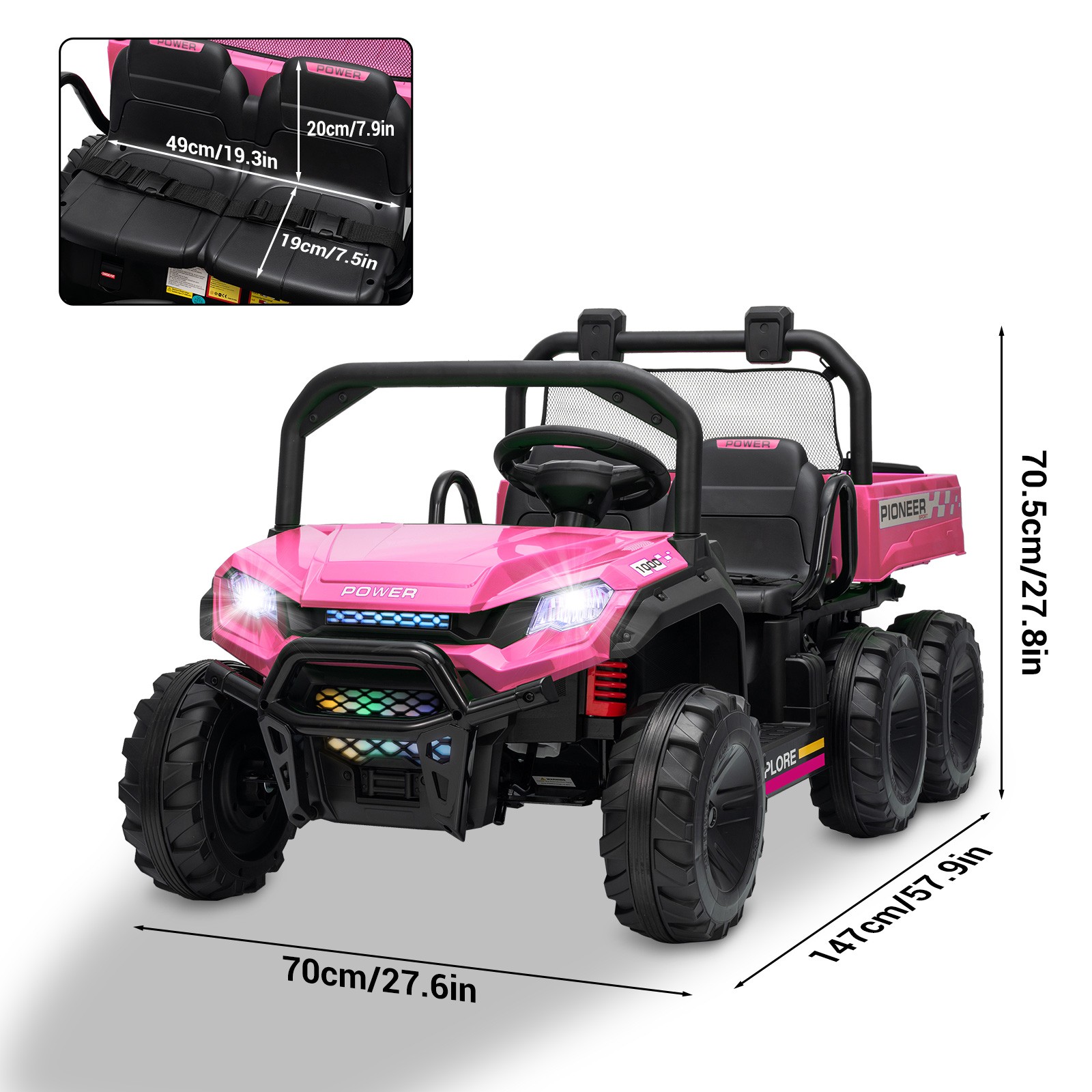 24V Kids 2 Seater Ride on Car Electric Dump Truck 4WD Off-road UTV w/Remote MP3
