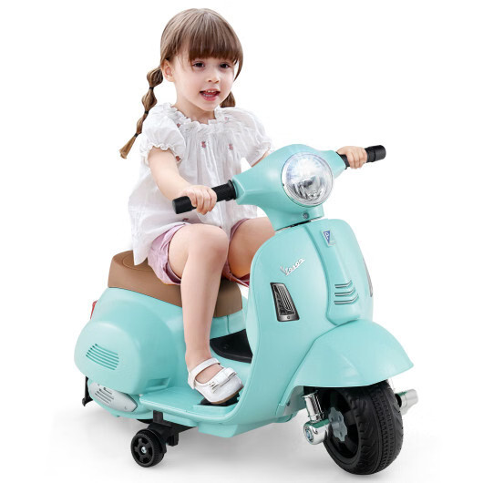 Kids Ride on Motorcycle Licensed Vespa with LED Headlight and Horn Sound-Green –