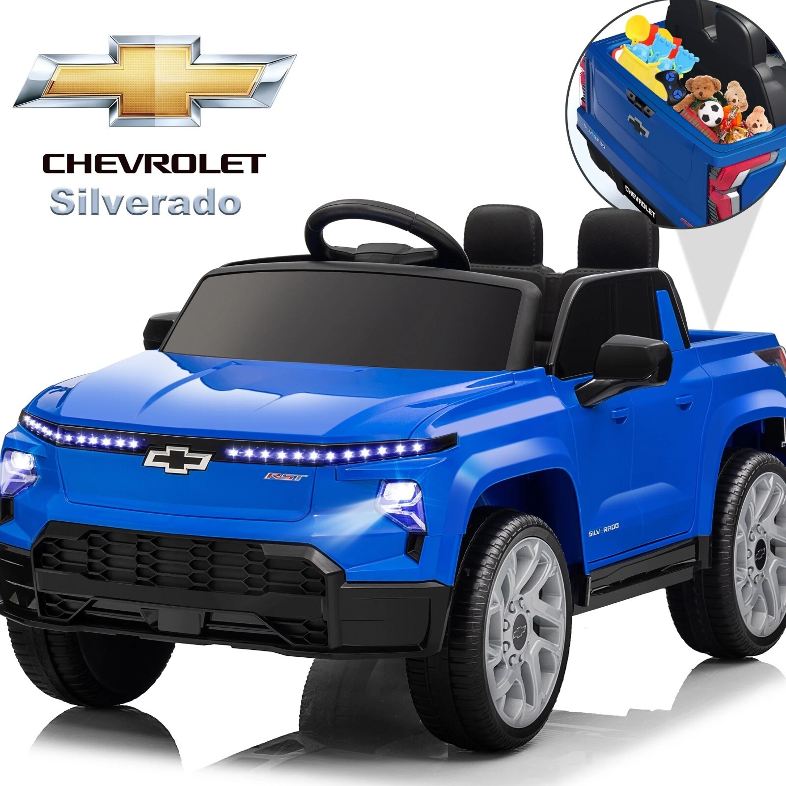 12V Kids Ride on Truck Licensed Chevrolet Silverado Electric Car Toy with Remote