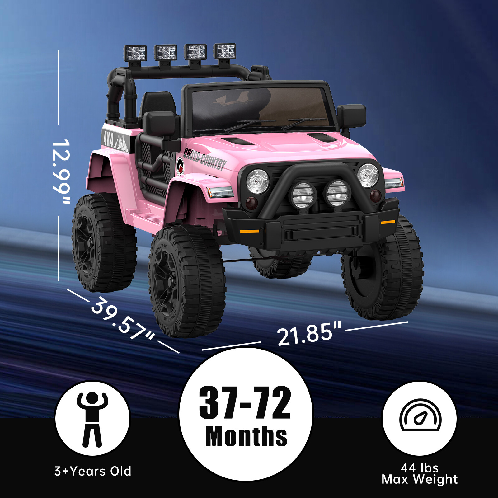 Kids Ride On Car SUV 12V Electric Vehicle Toy with Remote, LED Light, Music